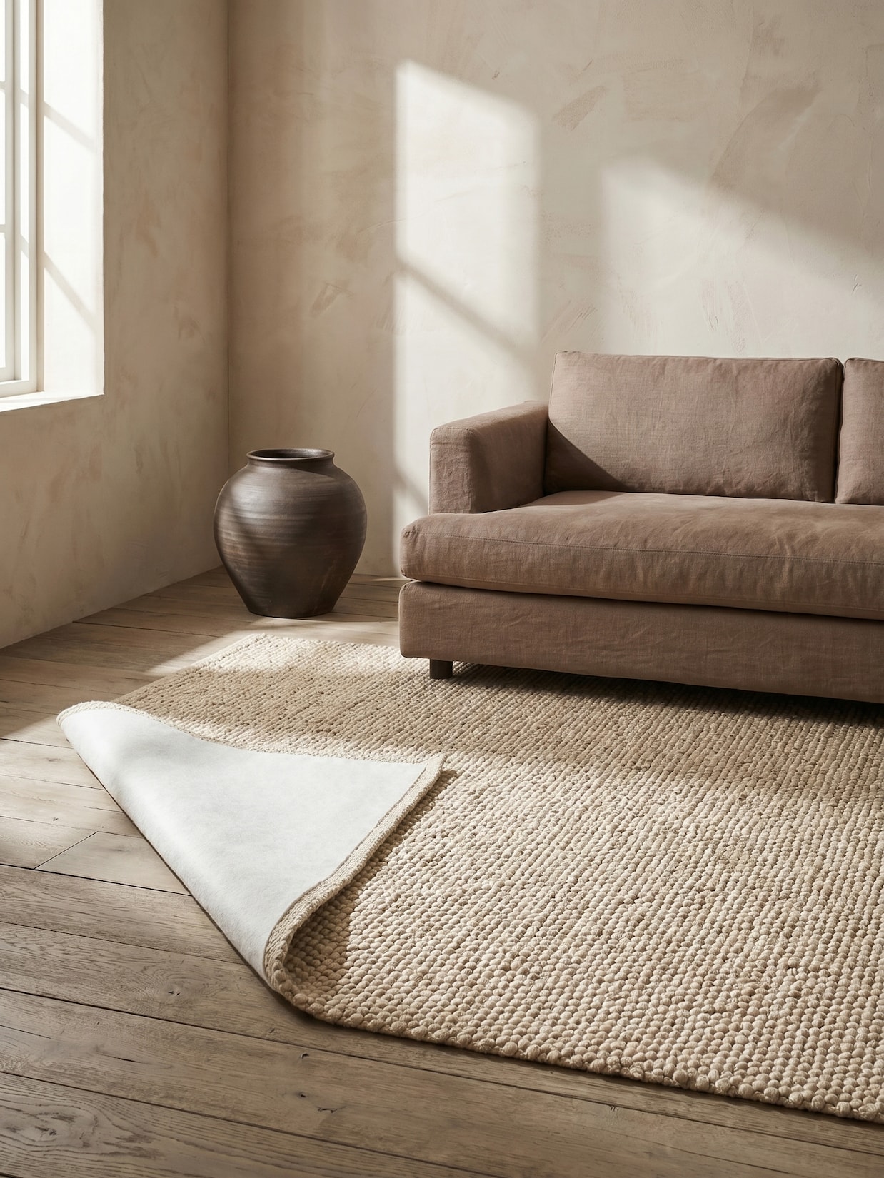 Teppich uni Weiß 140 x 230 cm - ANTI-RUTSCH-UNTERLAGE Kadima Design