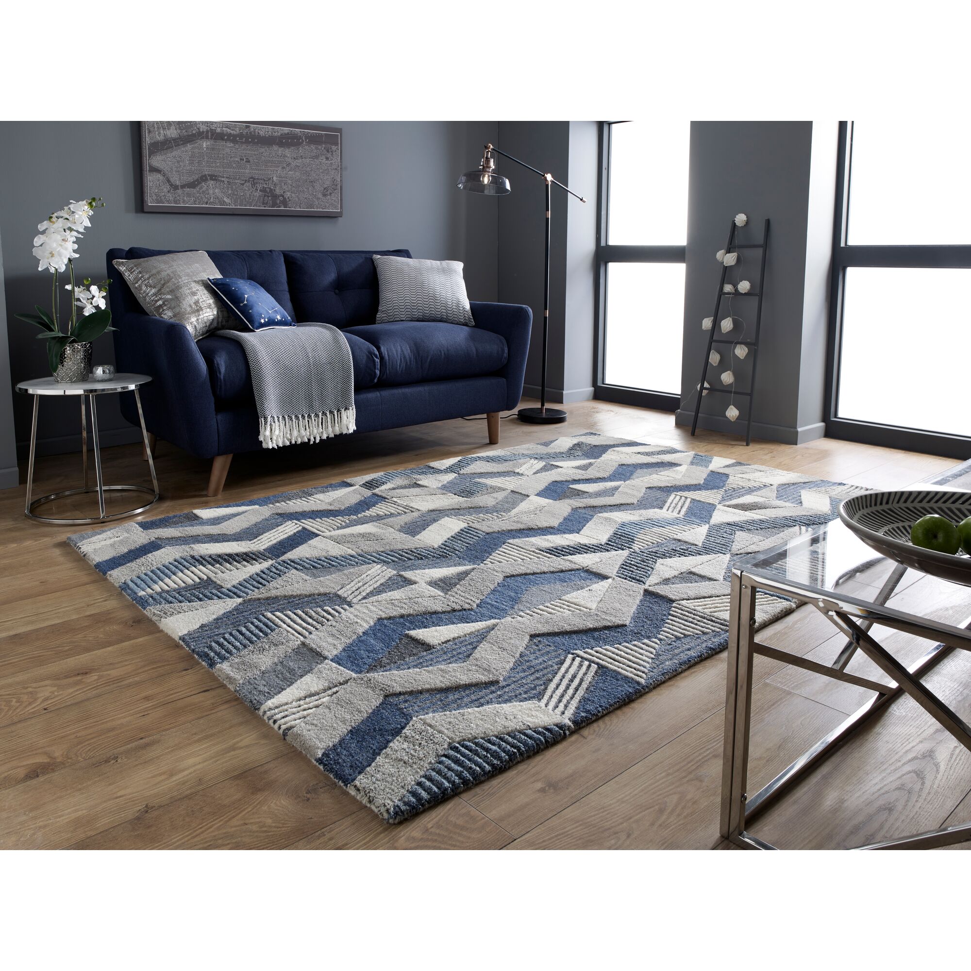 Wollteppich strapazierf&auml;hig Blau 160 x 230 cm - ESK | Kadima Design - Bild 1