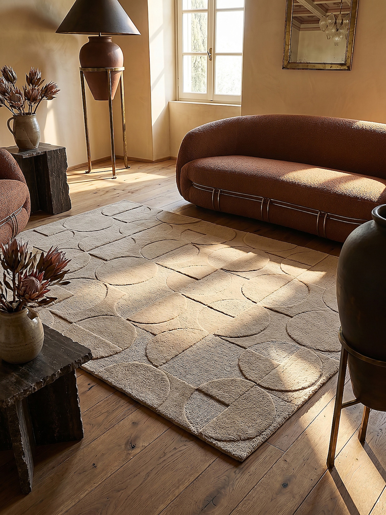 Wollteppich Kurzflor Natur 160 x 230 cm - DEBEN Kadima Design
