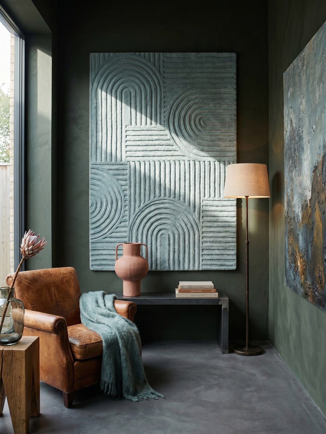 Wollteppich geometrisch Entenei-Blau 120 x 170 cm - LEVEN Kadima