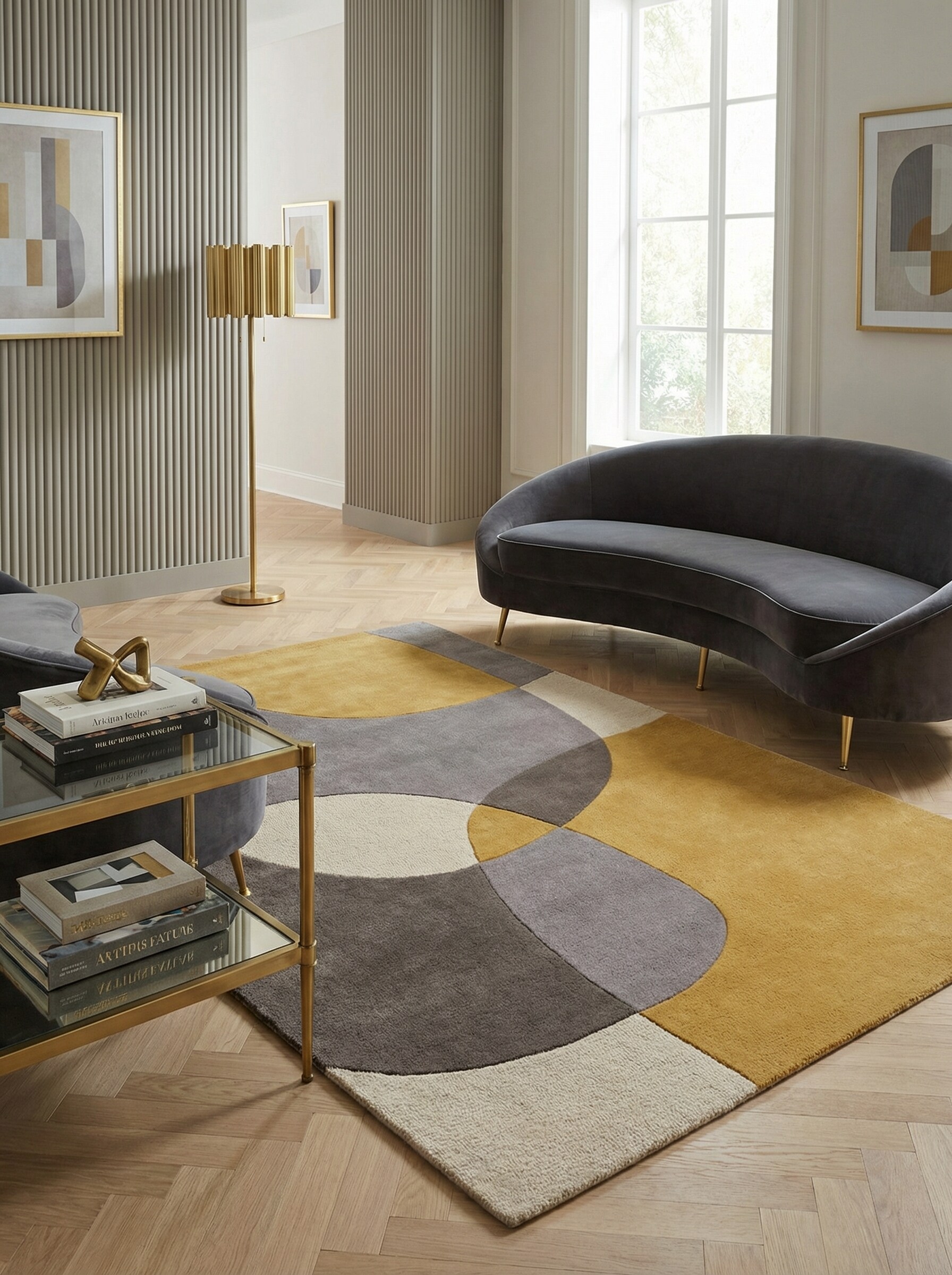 Wollteppich abstrakt Ocker 120 x 170 cm - AIRE | Kadima Design - Bild 1