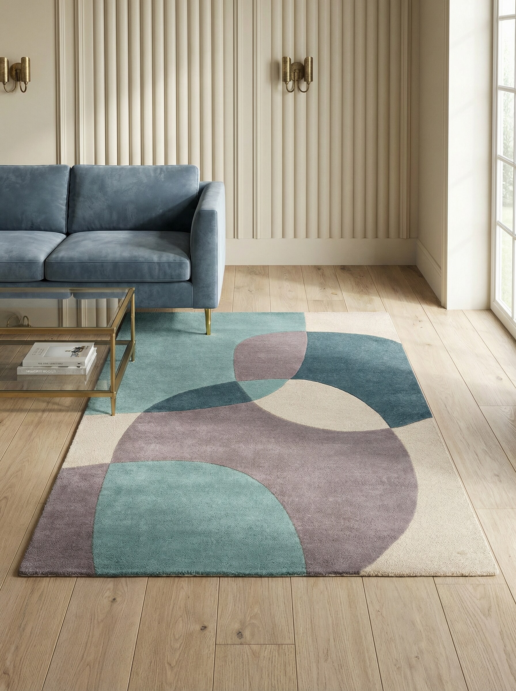 Wollteppich abstrakt Blau 120 x 170 cm - AIRE | Kadima Design - Bild 1