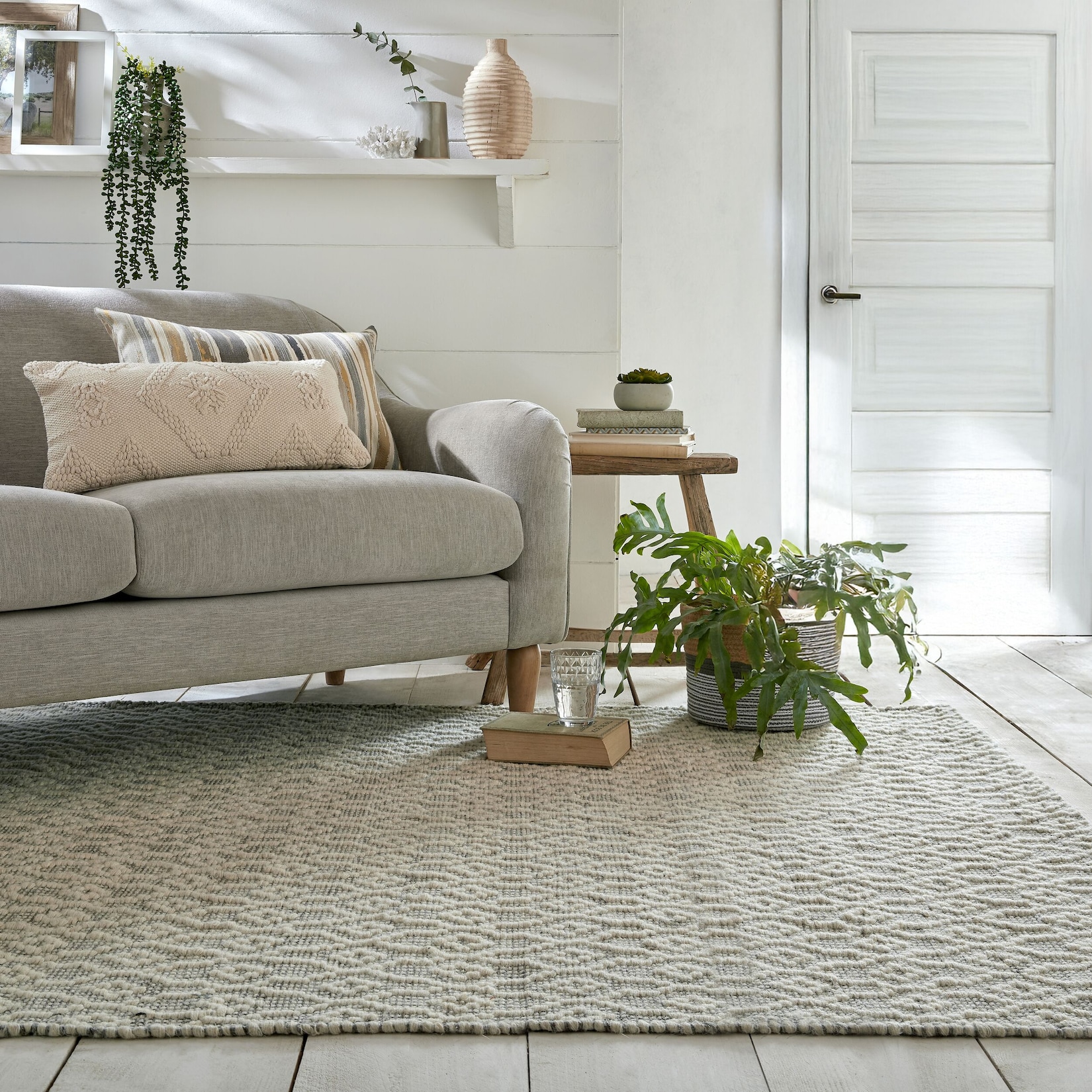 Wollteppich handgewebt Hellgrau 80 x 150 cm - ROTHER Kadima Design