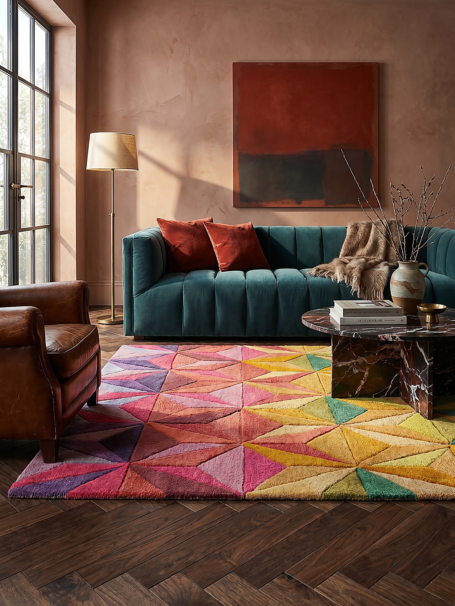 Wollteppich handgeschnitzt Bunt 120 x 170 cm - DERWENT | Kadima Design - Bild 1