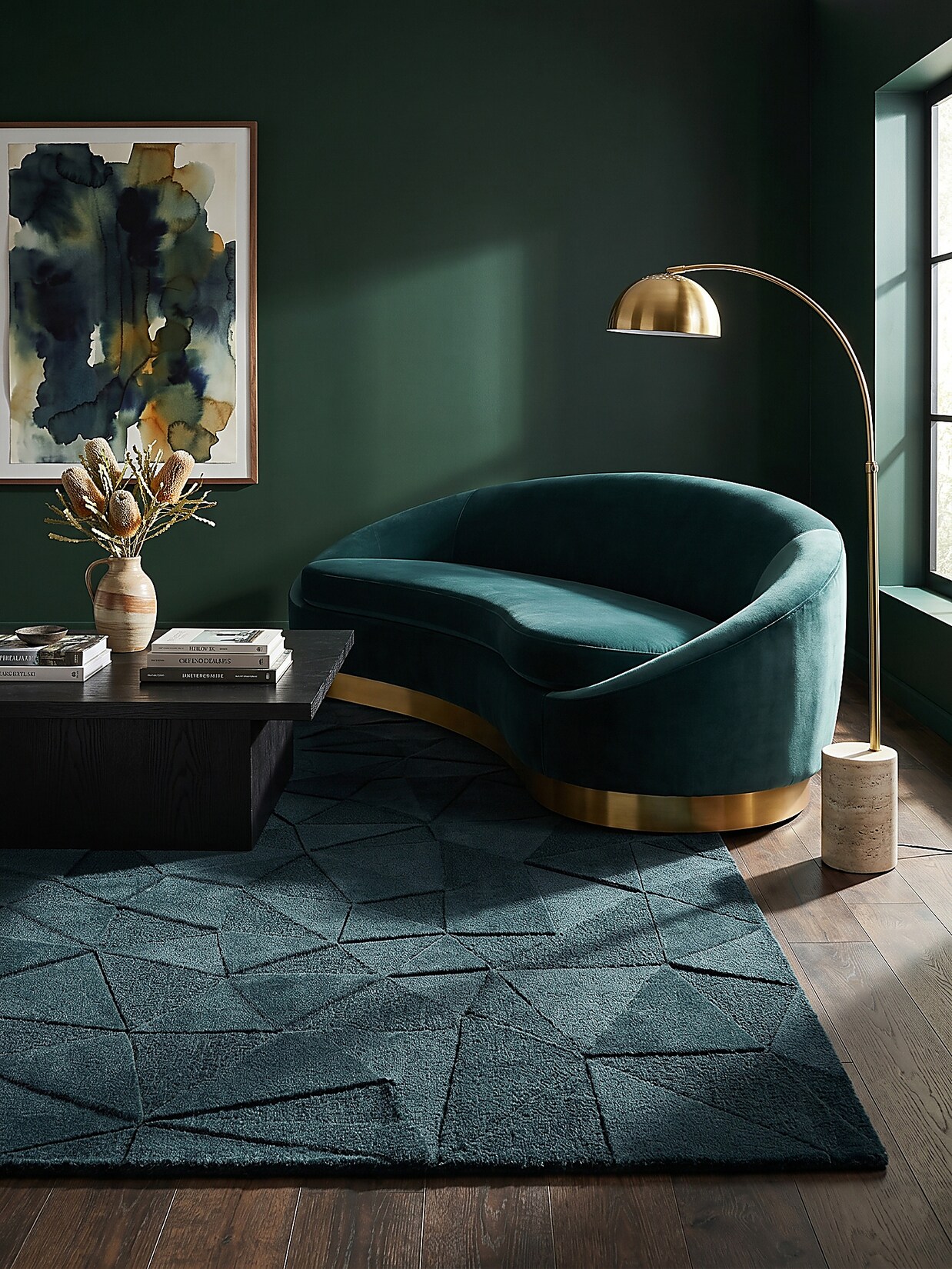 Wollteppich geometrisch Petrol 120 x 170 cm - DEBEN Kadima Design