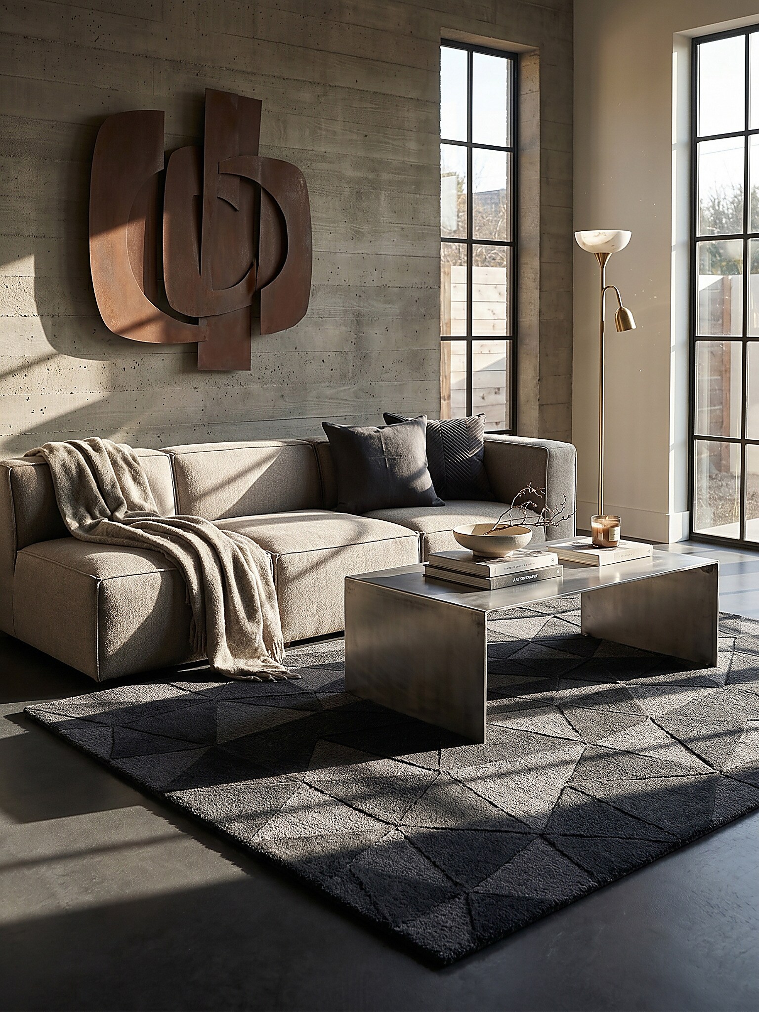 Wollteppich geometrisch Anthrazit 120 x 170 cm - DEBEN | Kadima Design - Bild 1