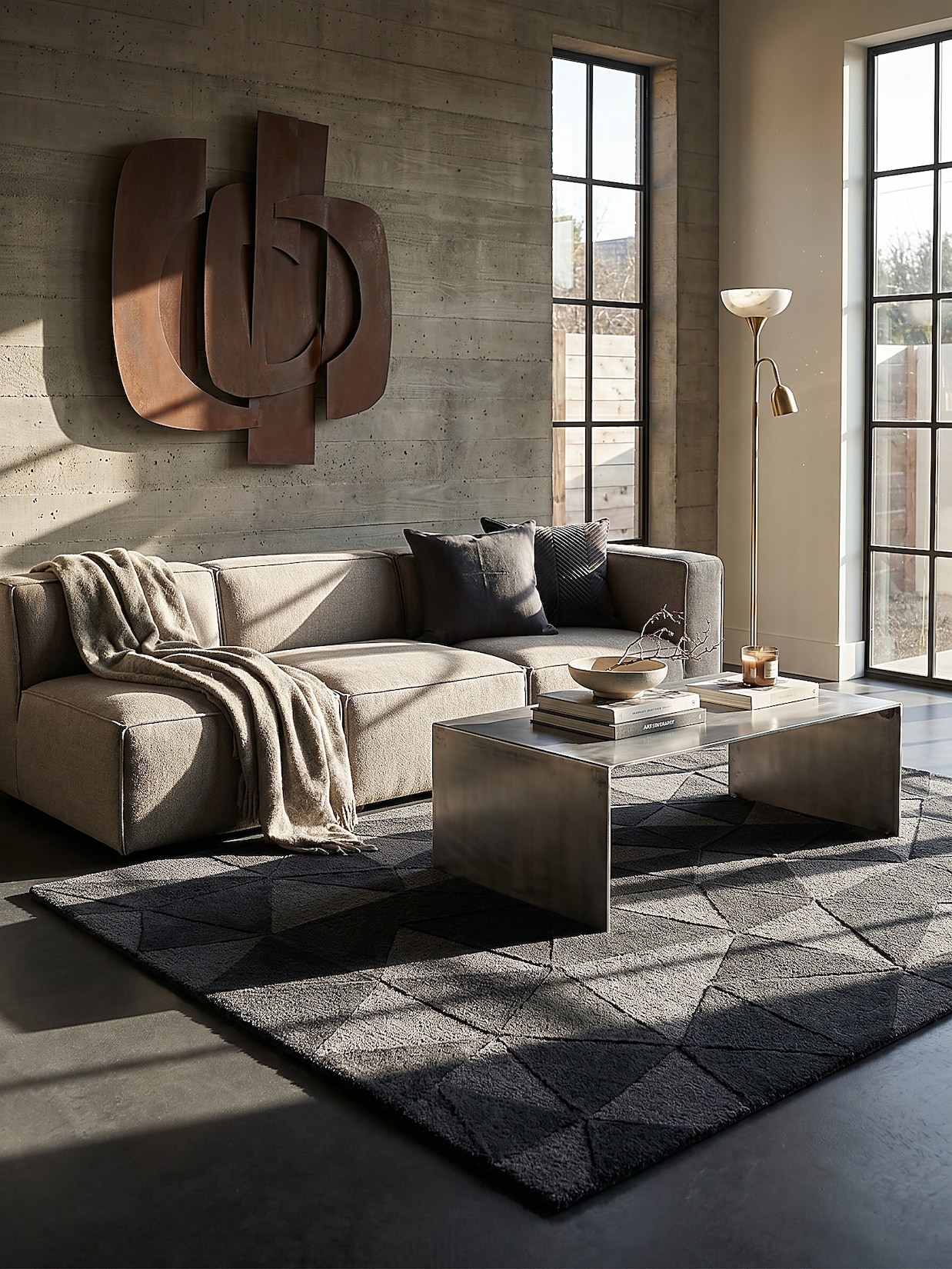 Wollteppich geometrisch Anthrazit 160 x 230 cm - DEBEN Kadima Design