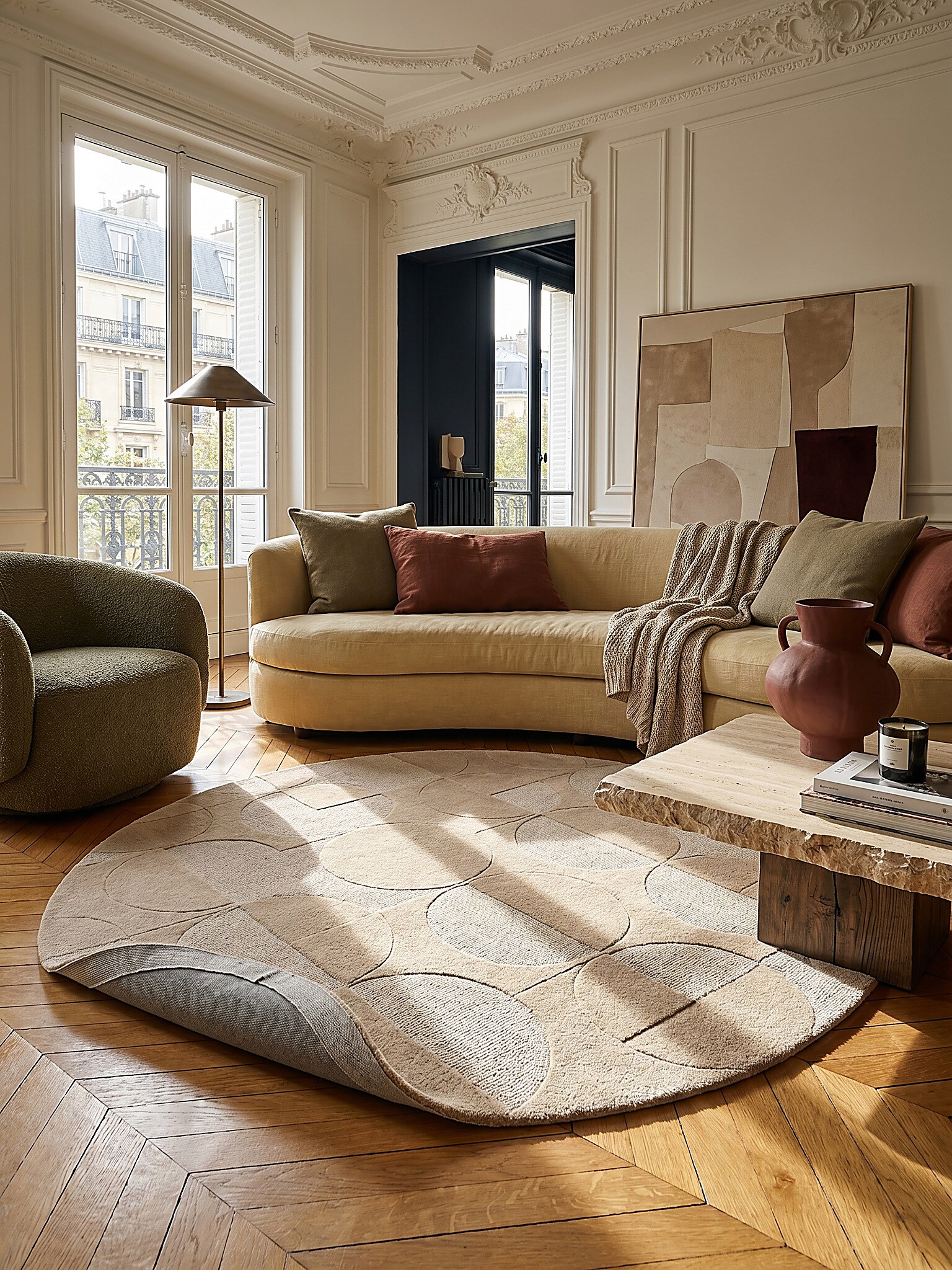 Wollteppich Kurzflor Natur &Oslash;160 cm - DEBEN | Kadima Design - Bild 1