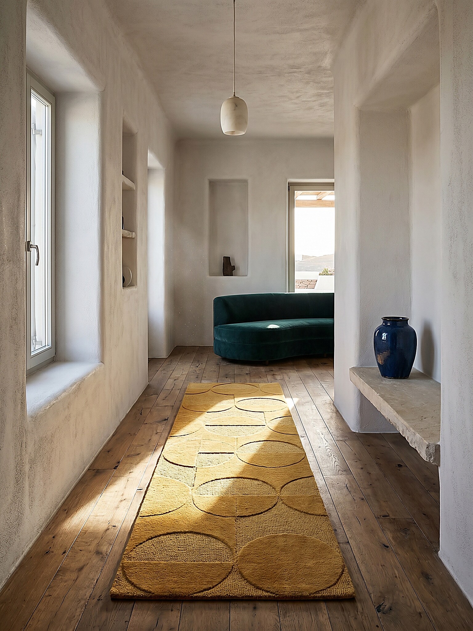 L&auml;ufer geometrisch Senfgelb 60 x 230 cm - DEBEN | Kadima Design - Bild 1