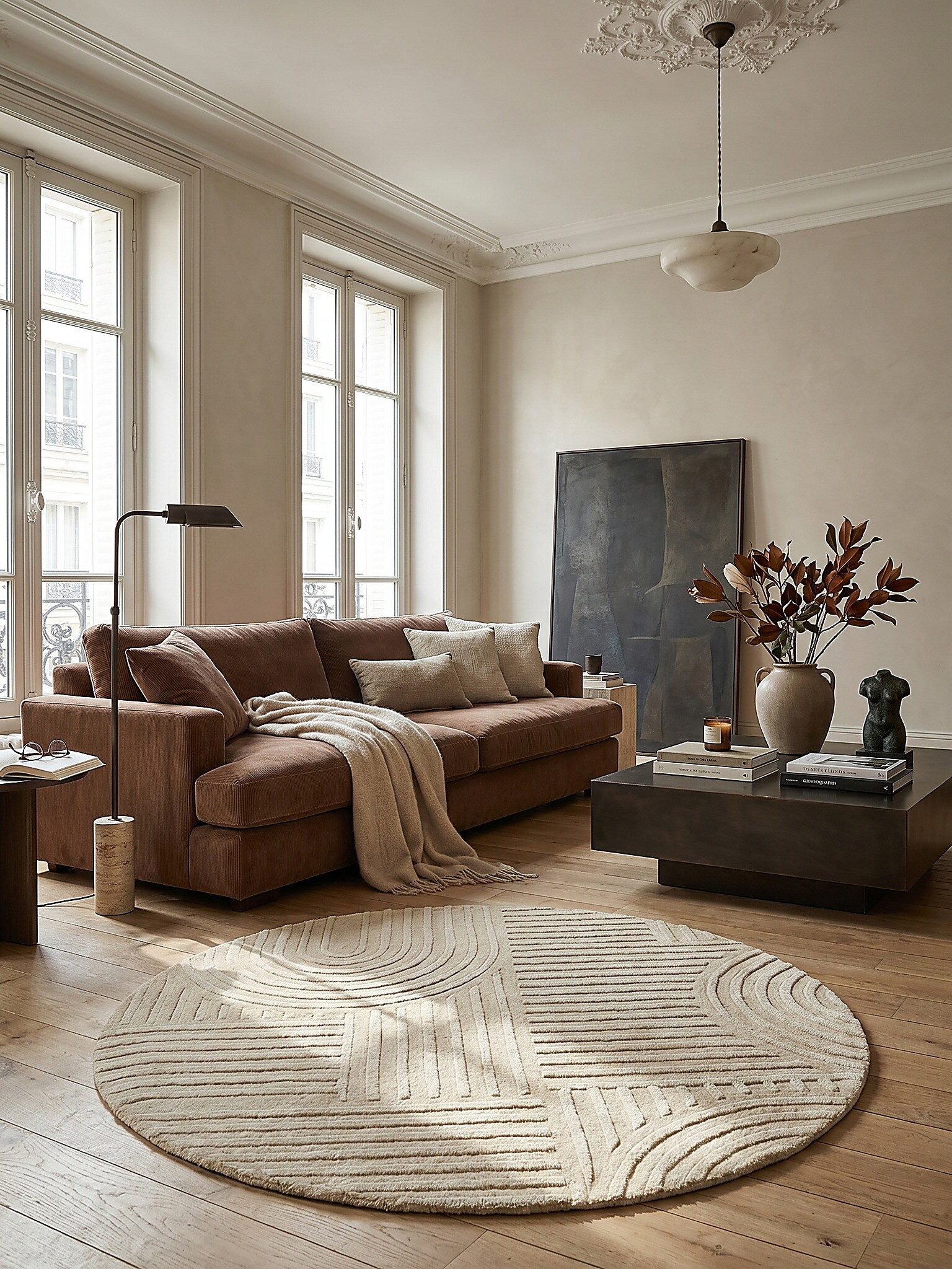 Wollteppich geometrisch Natur &Oslash;160 cm - LEVEN | Kadima Design - Bild 1