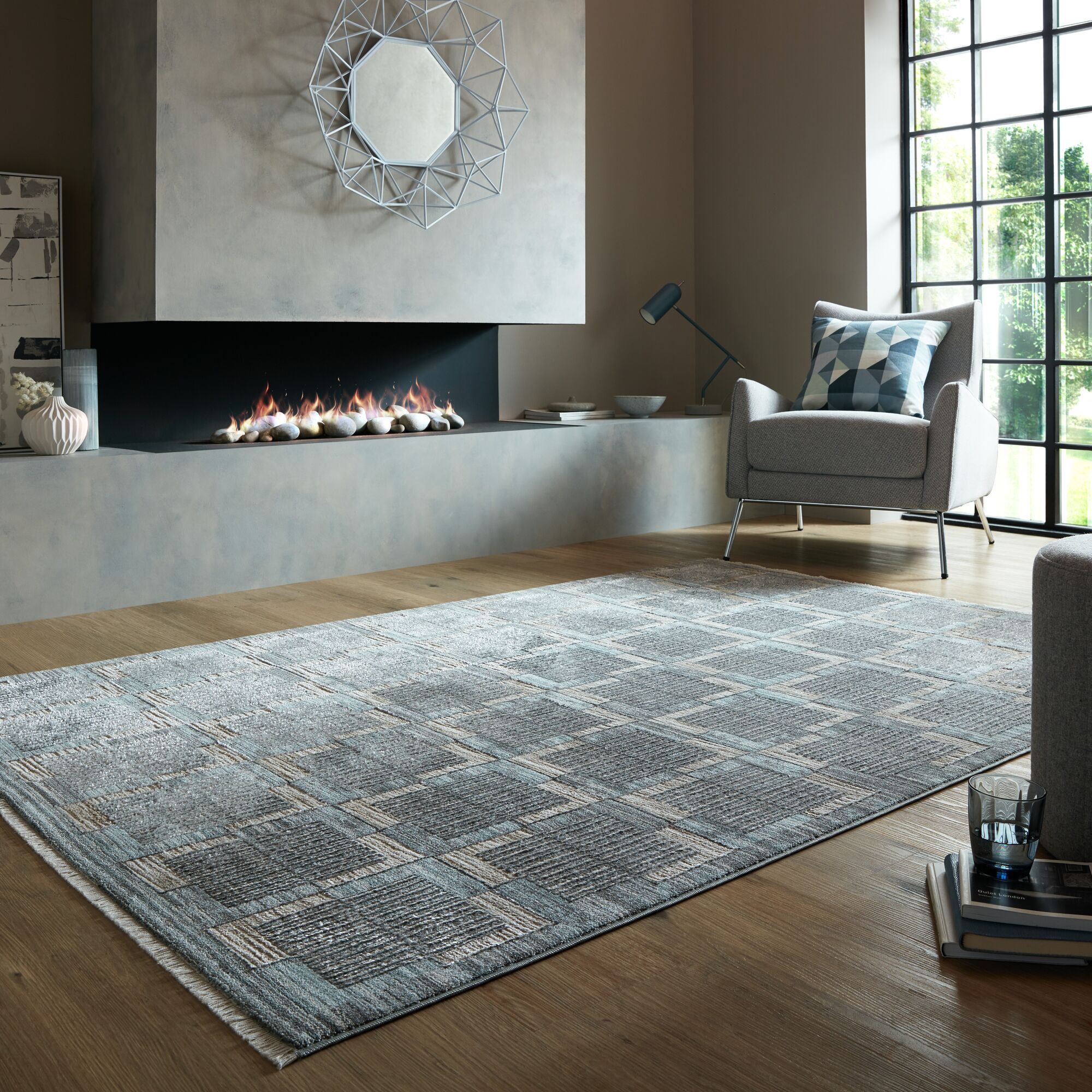 Teppich kariert Grau 160 x 240 cm - DALE | Kadima Design - Bild 1