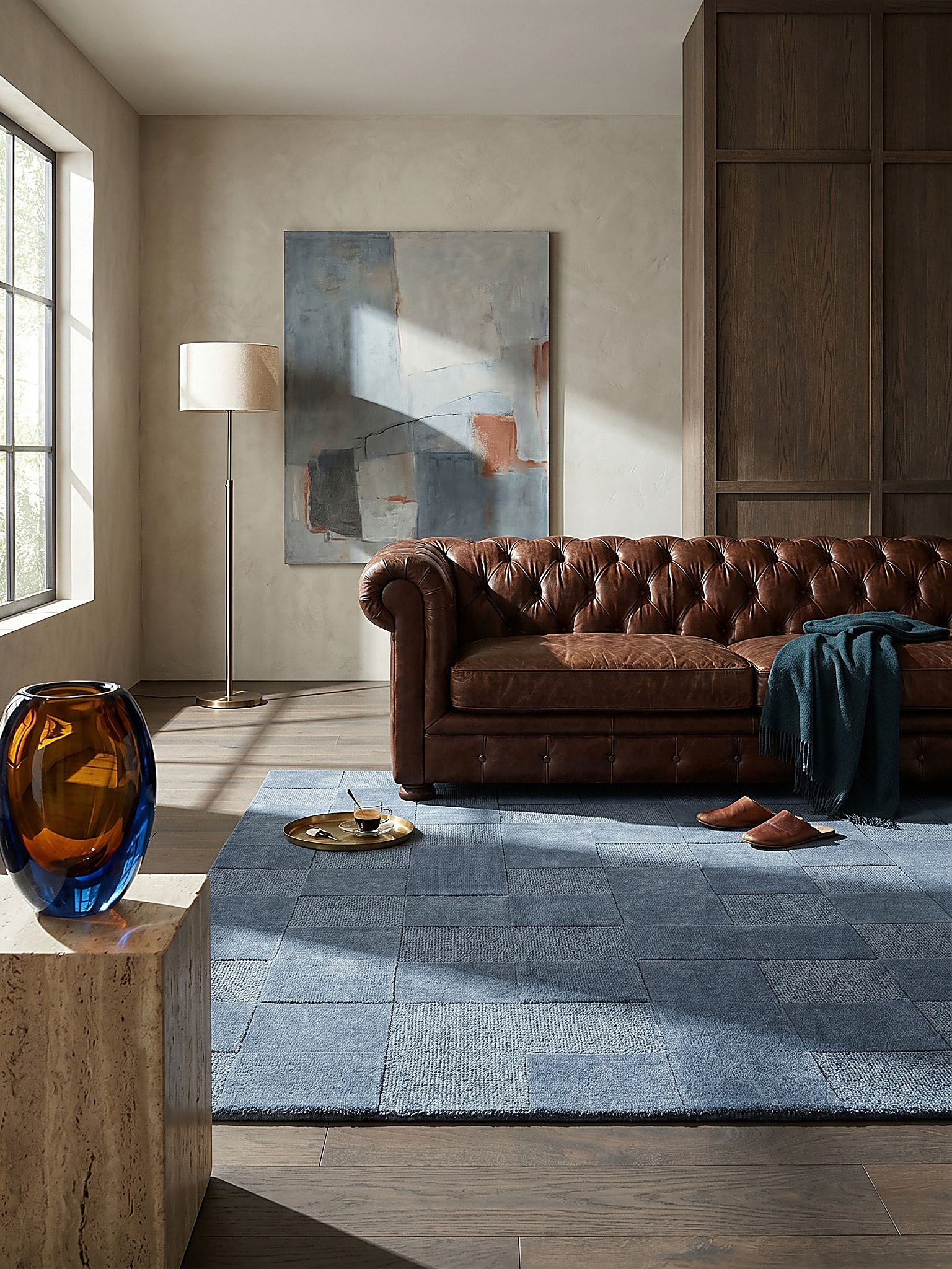 Wollteppich kariert Blau 120 x 170 cm - DEBEN | Kadima Design - Bild 1
