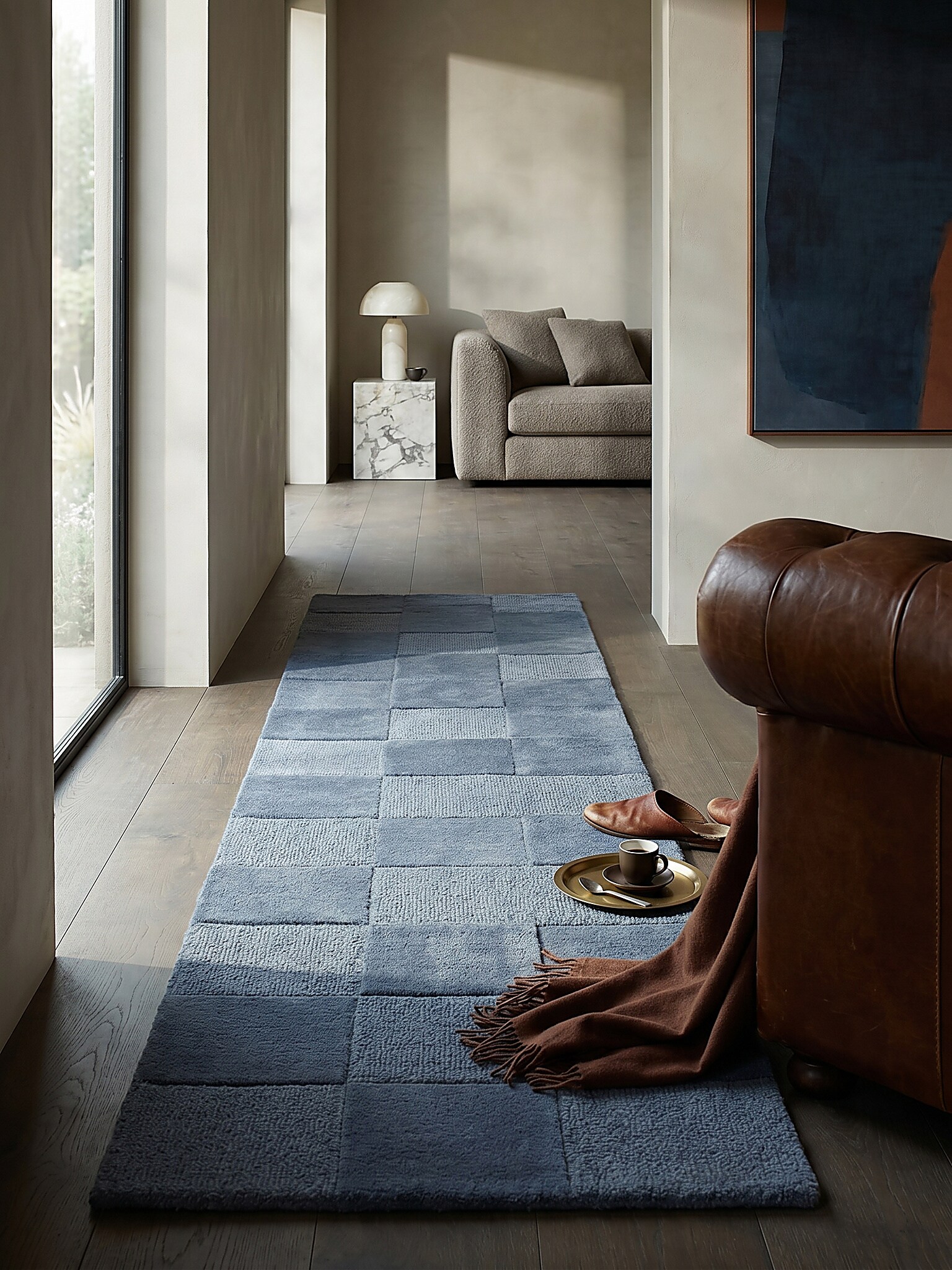 L&auml;ufer kariert Blau 60 x 230 cm - DEBEN | Kadima Design - Bild 1