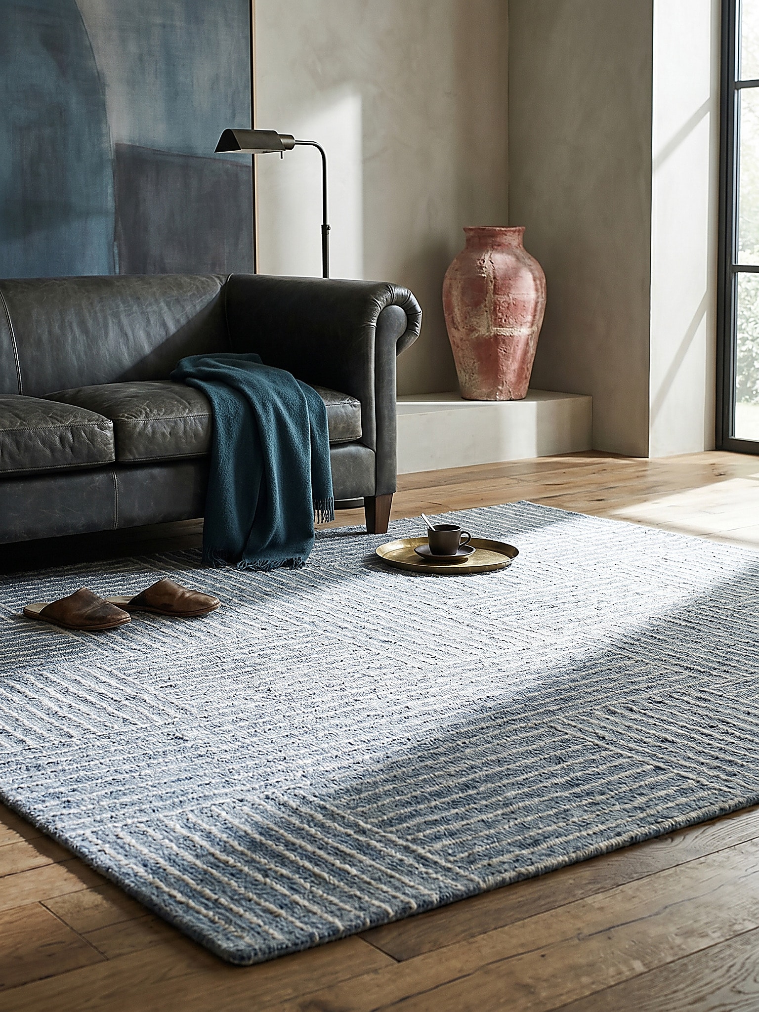 Wollteppich kariert Blau 120 x 170 cm - LEA | Kadima Design - Bild 1