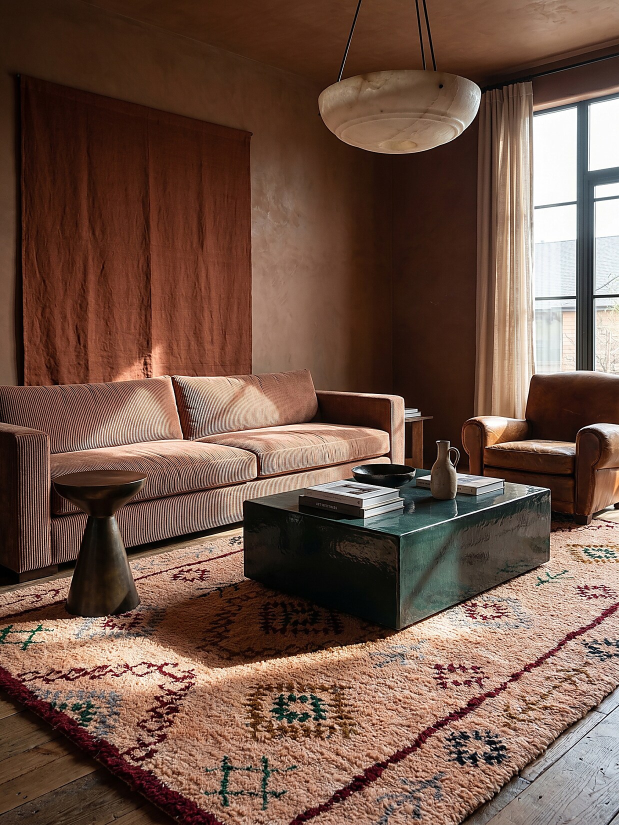 Wollteppich Rauten Pfirsich 120 x 170 cm - BRUE Kadima Design