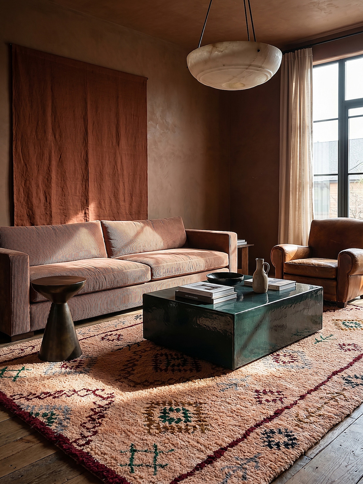 Wollteppich Rauten Pfirsich 200 x 290 cm - BRUE Kadima Design