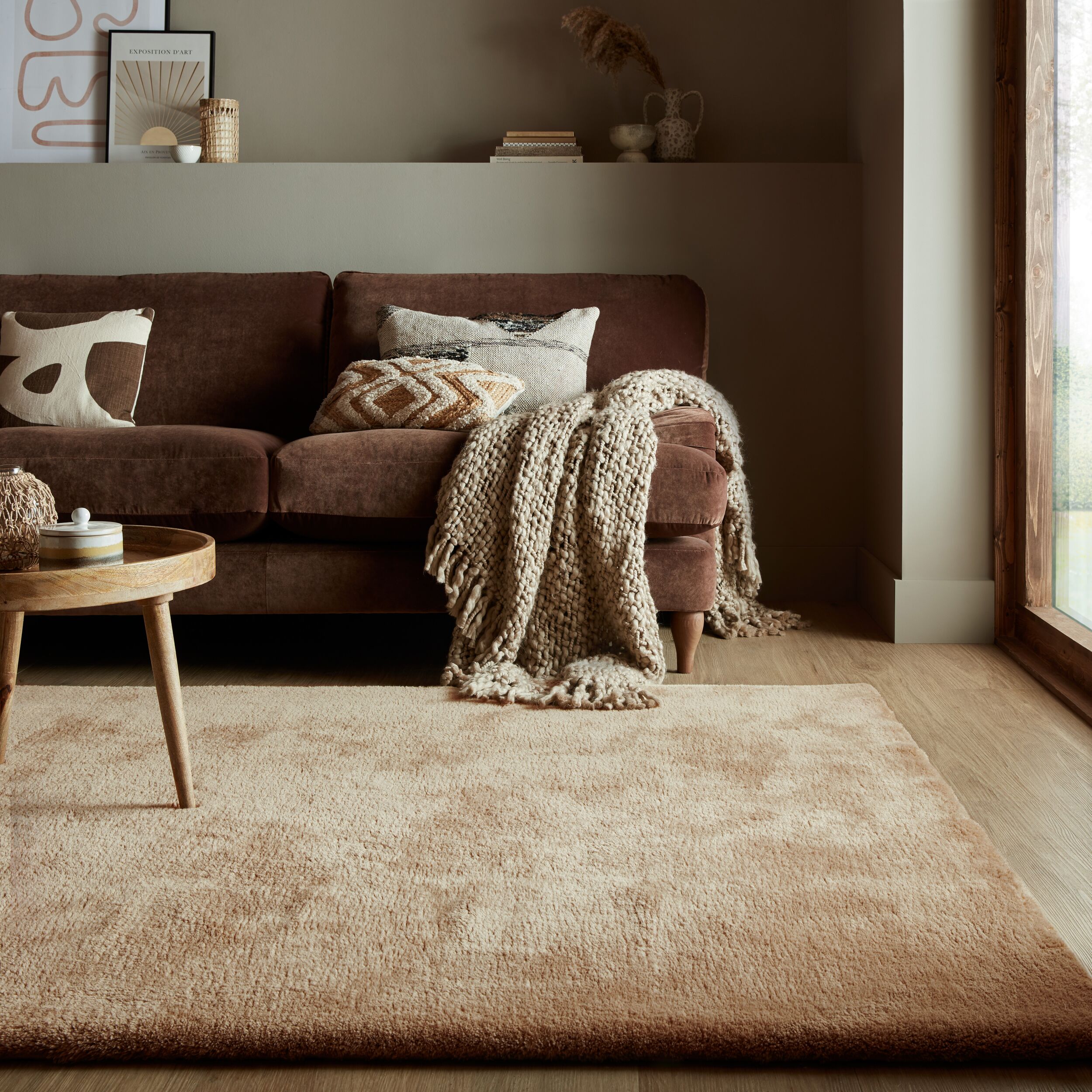 Teppich uni Mokka 160 x 230 cm - LUNE | Kadima Design - Bild 1