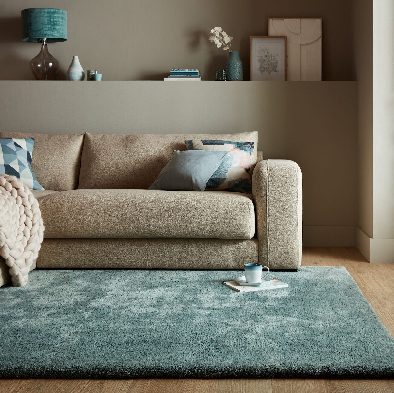Teppich uni Türkis 160 x 230 cm - LUNE Kadima Design