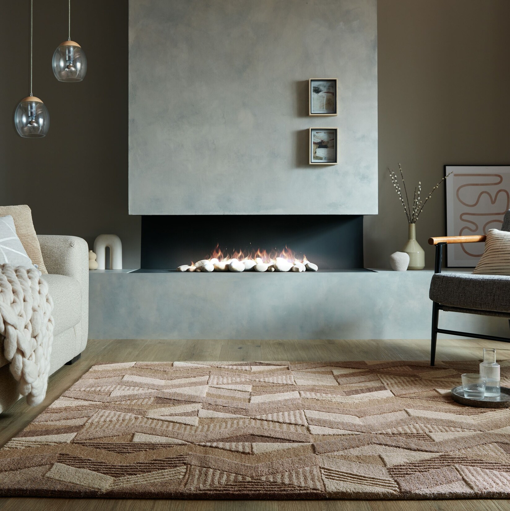 Wollteppich geometrisch Braun 120 x 170 cm - ESK Kadima Design
