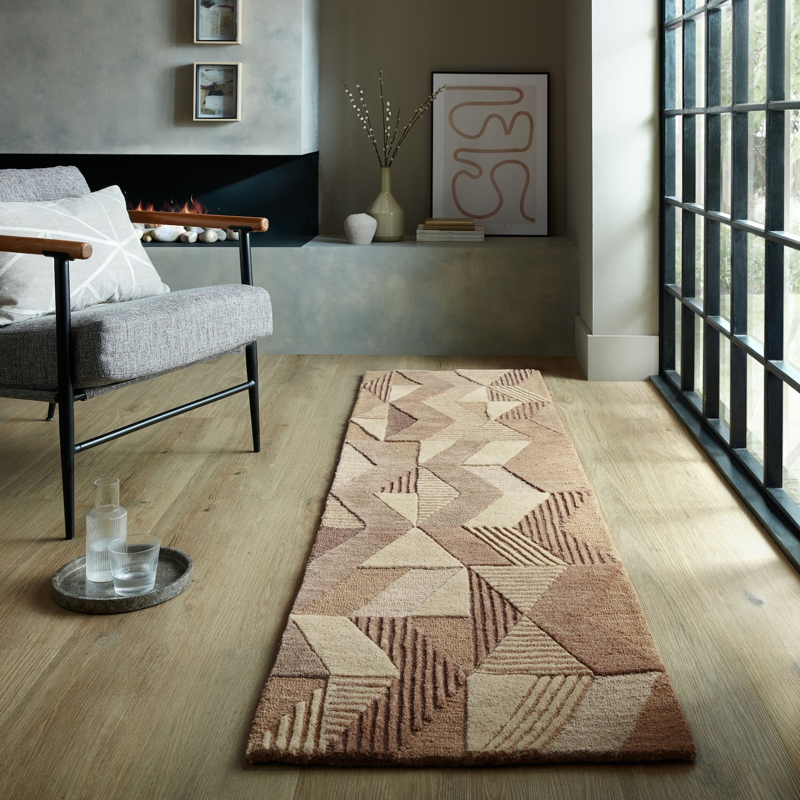 Läufer geometrisch Braun 60 x 230 cm - ESK Kadima Design