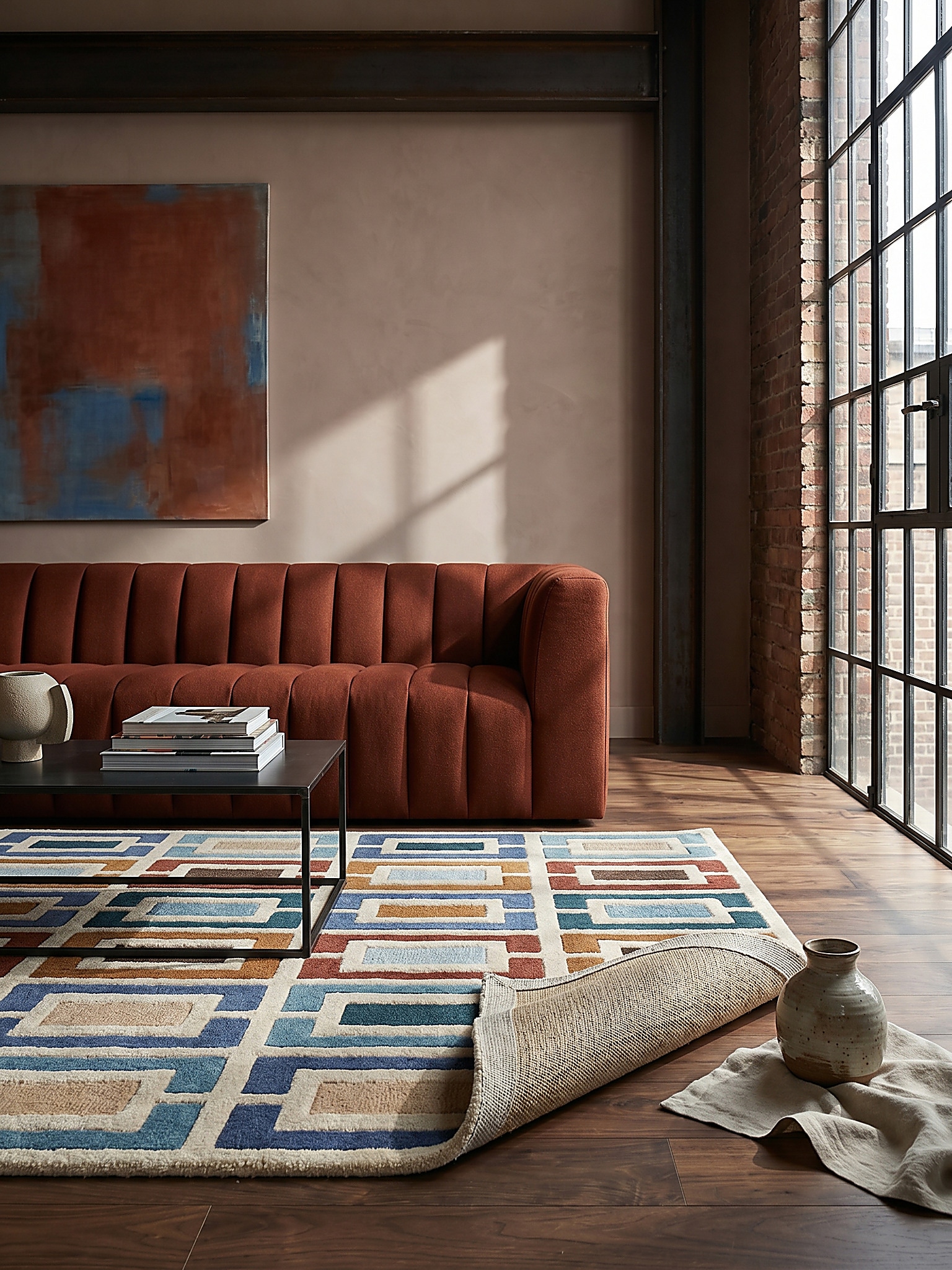 Wollteppich geometrisch Blau-Bunt 160 x 230 cm - DERWENT | Kadima - Bild 1