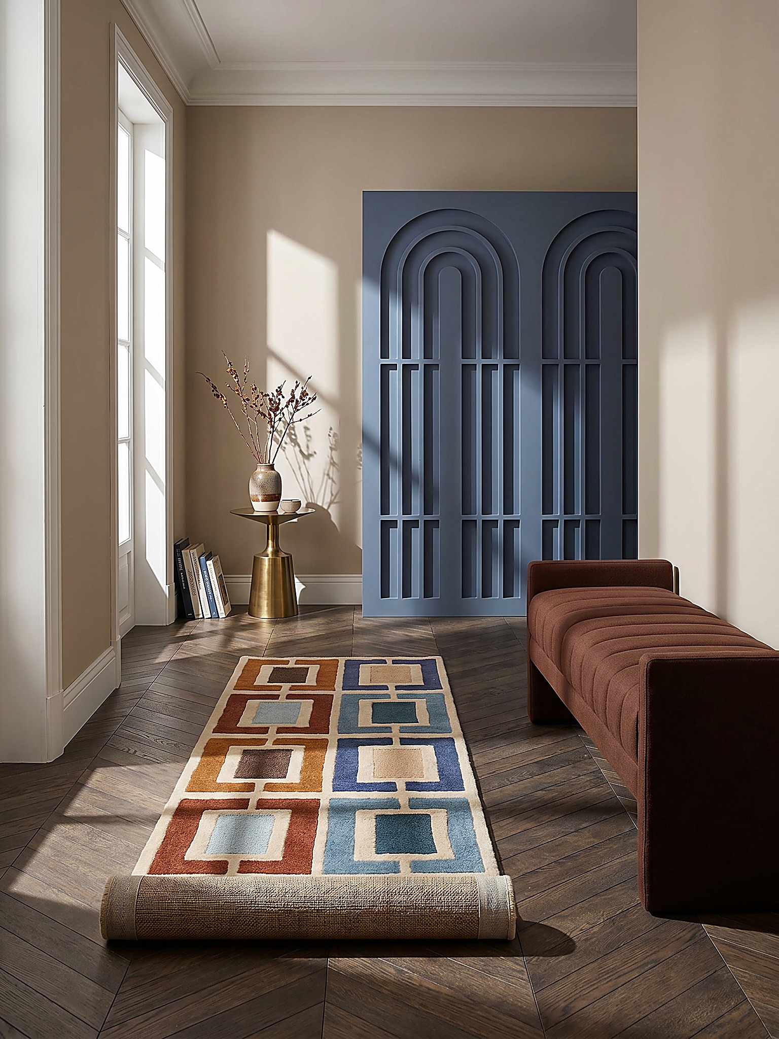 L&auml;ufer geometrisch Blau-Bunt 60 x 230 cm - DERWENT | Kadima Design - Bild 1