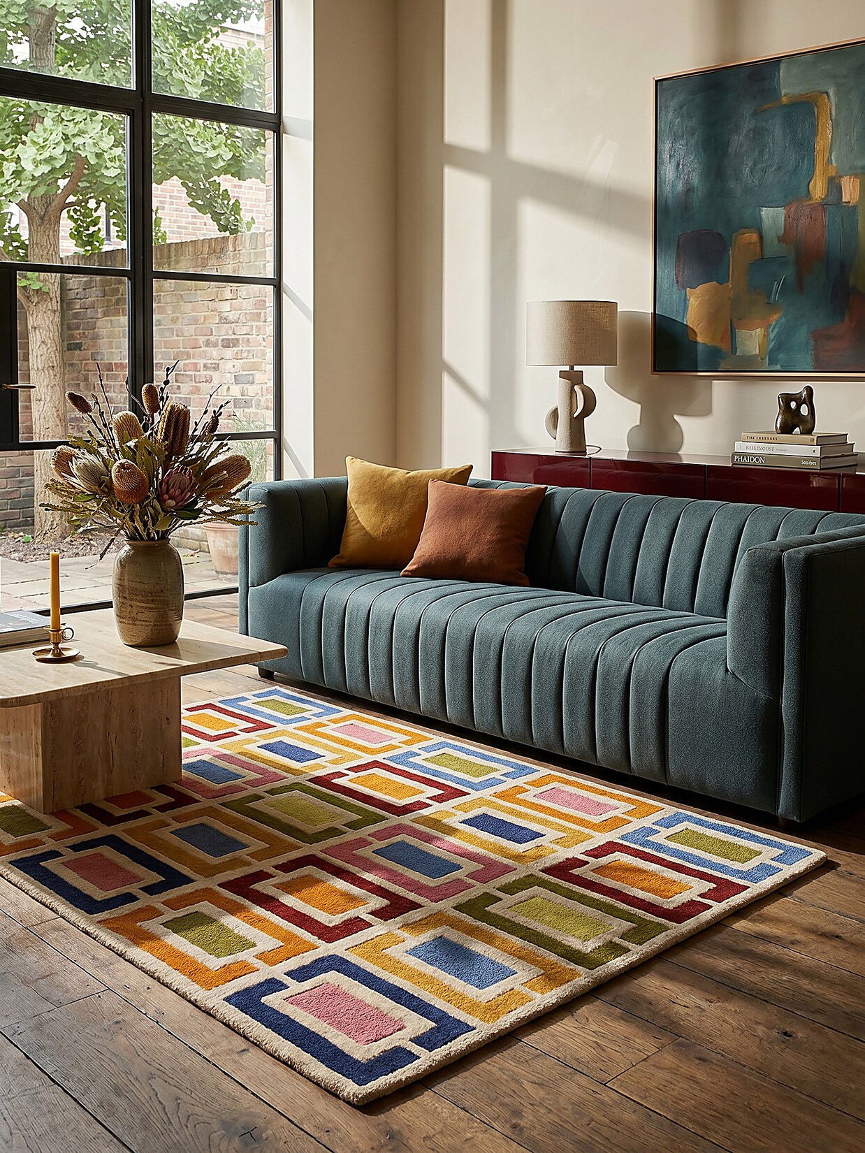 Wollteppich geometrisch Orange-Bunt 160 x 230 cm - DERWENT Kadima