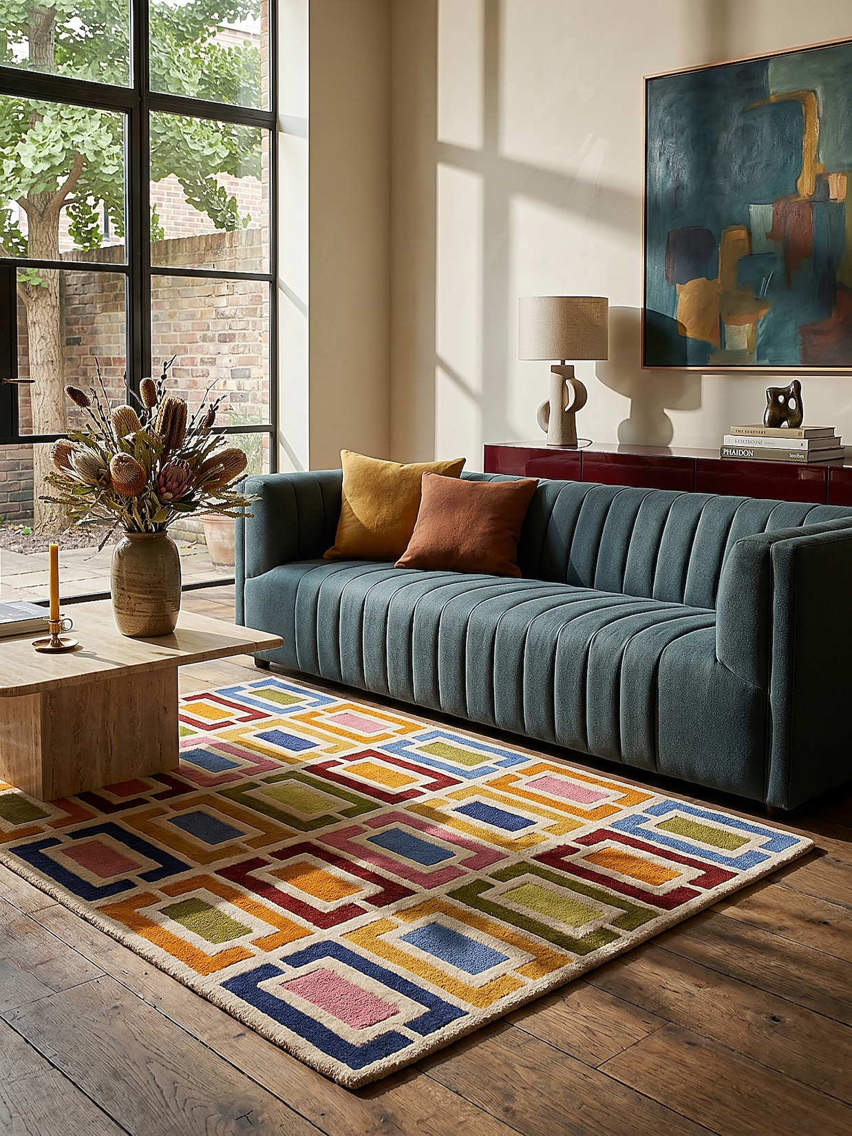 Wollteppich geometrisch Orange-Bunt 80 x 150 cm - DERWENT Kadima