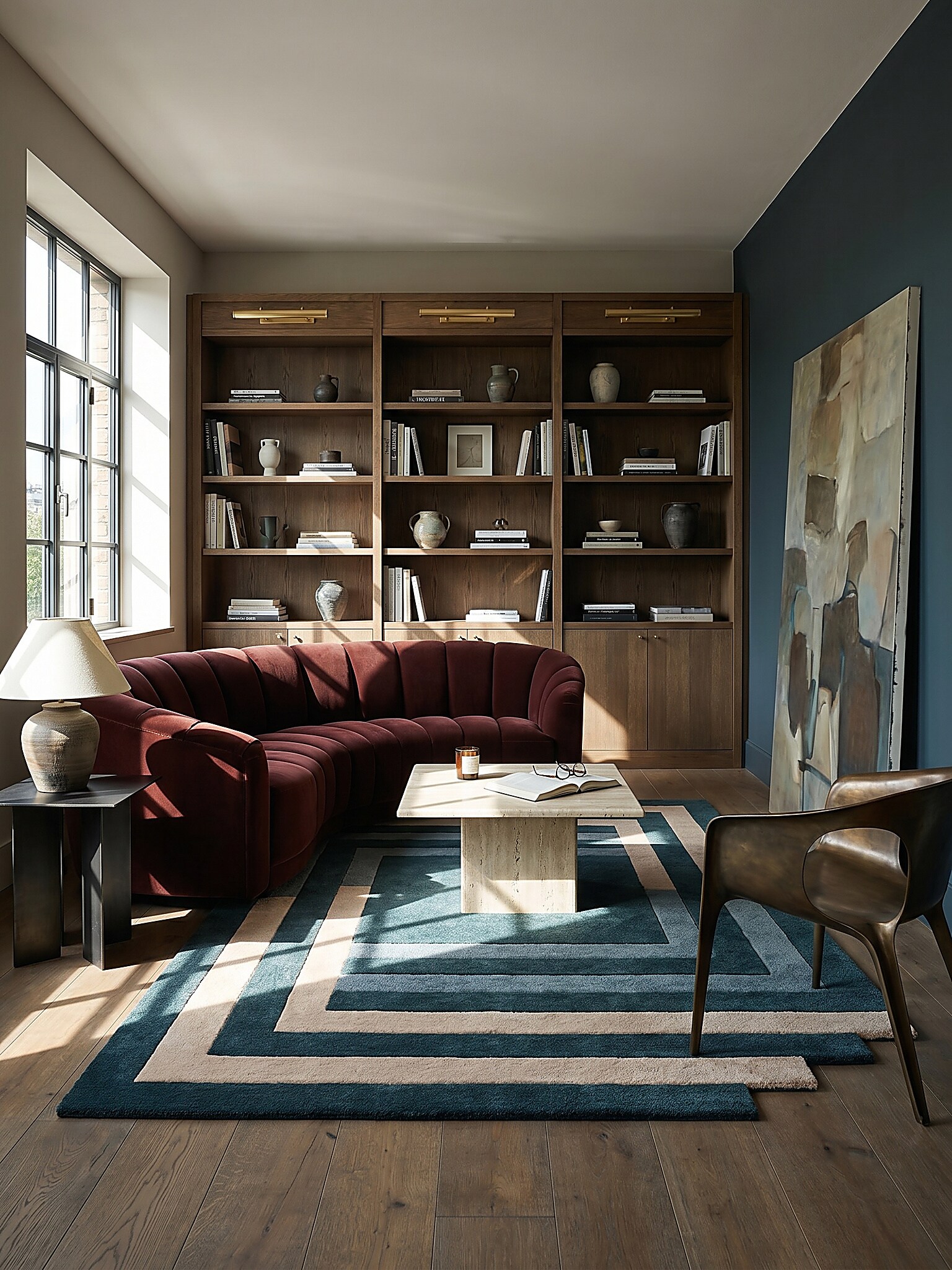 Wollteppich geometrisch T&uuml;rkis-Beige 200 x 290 cm - HALLEIN | Kadima - Bild 1
