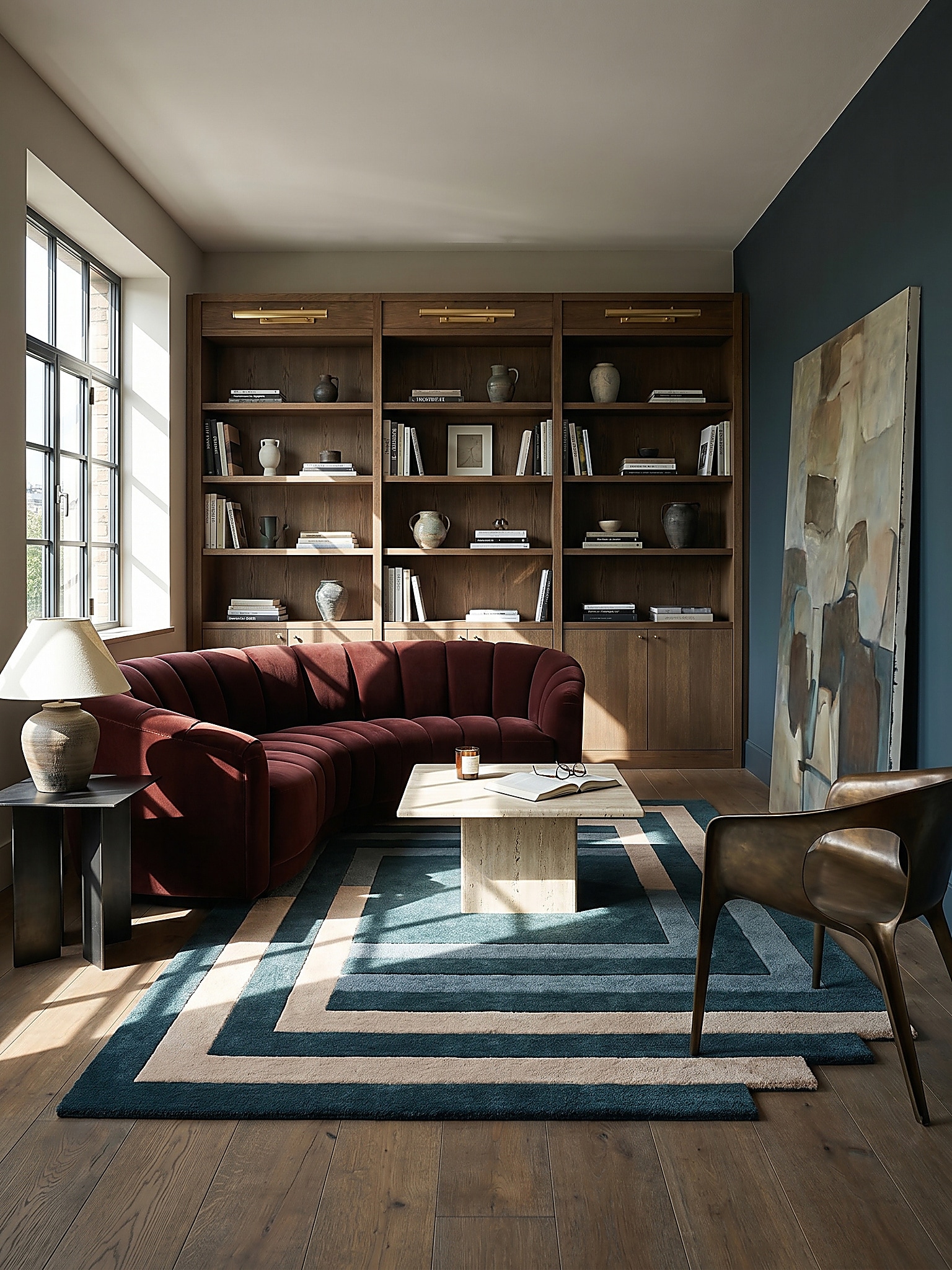 Wollteppich geometrisch T&uuml;rkis-Beige 120 x 180 cm - HALLEIN | Kadima - Bild 1