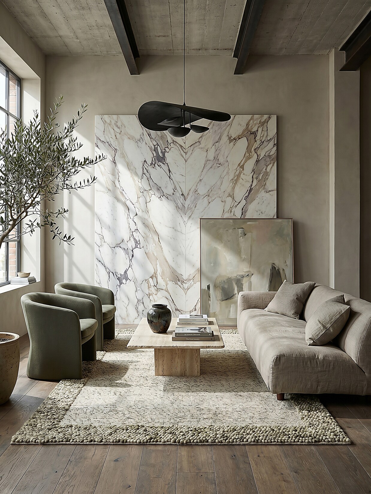 Wollteppich uni Grün-Natur 80 x 150 cm - MOAT Kadima Design