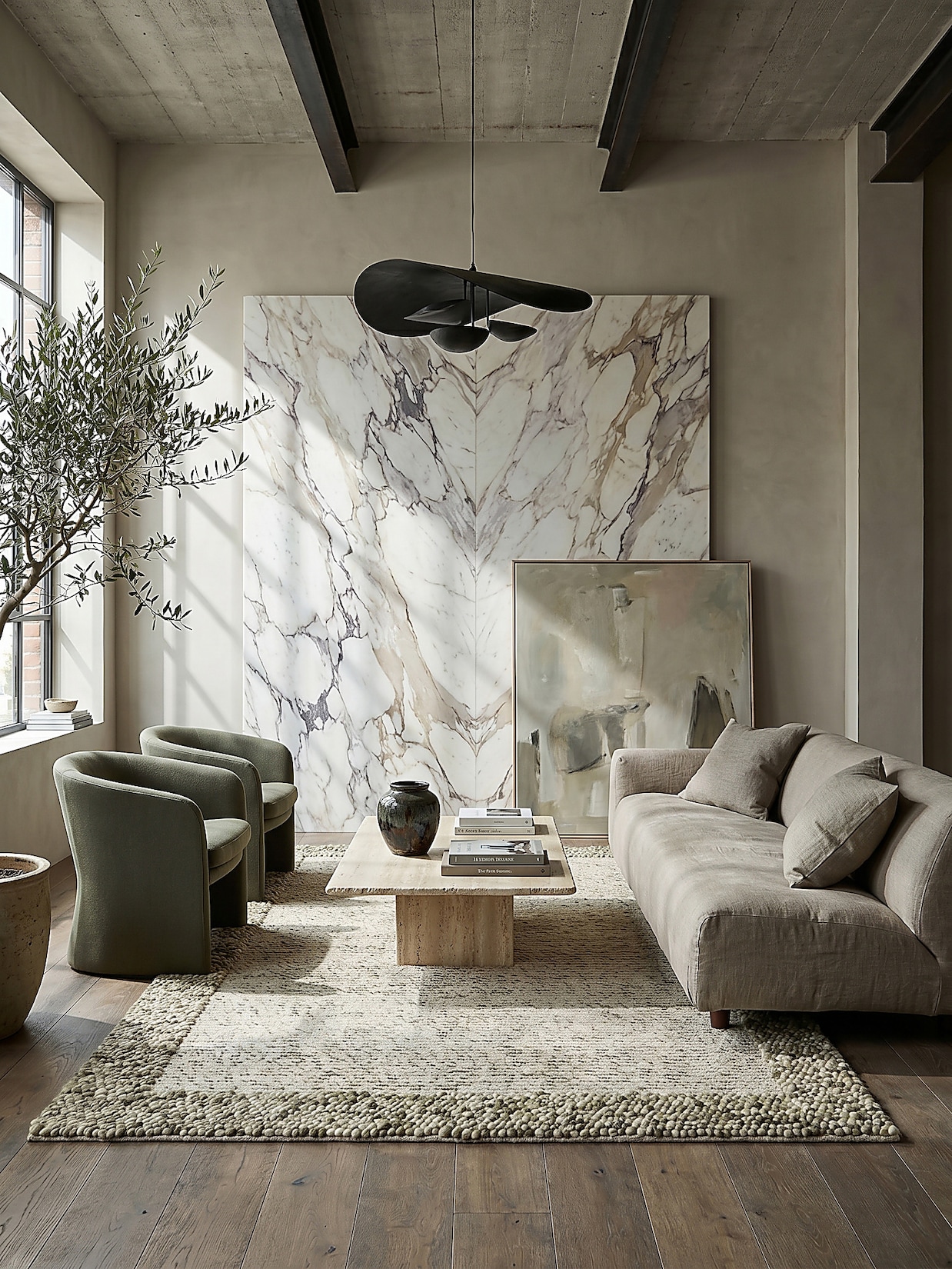 Wollteppich uni Grün-Natur 120 x 170 cm - MOAT Kadima Design