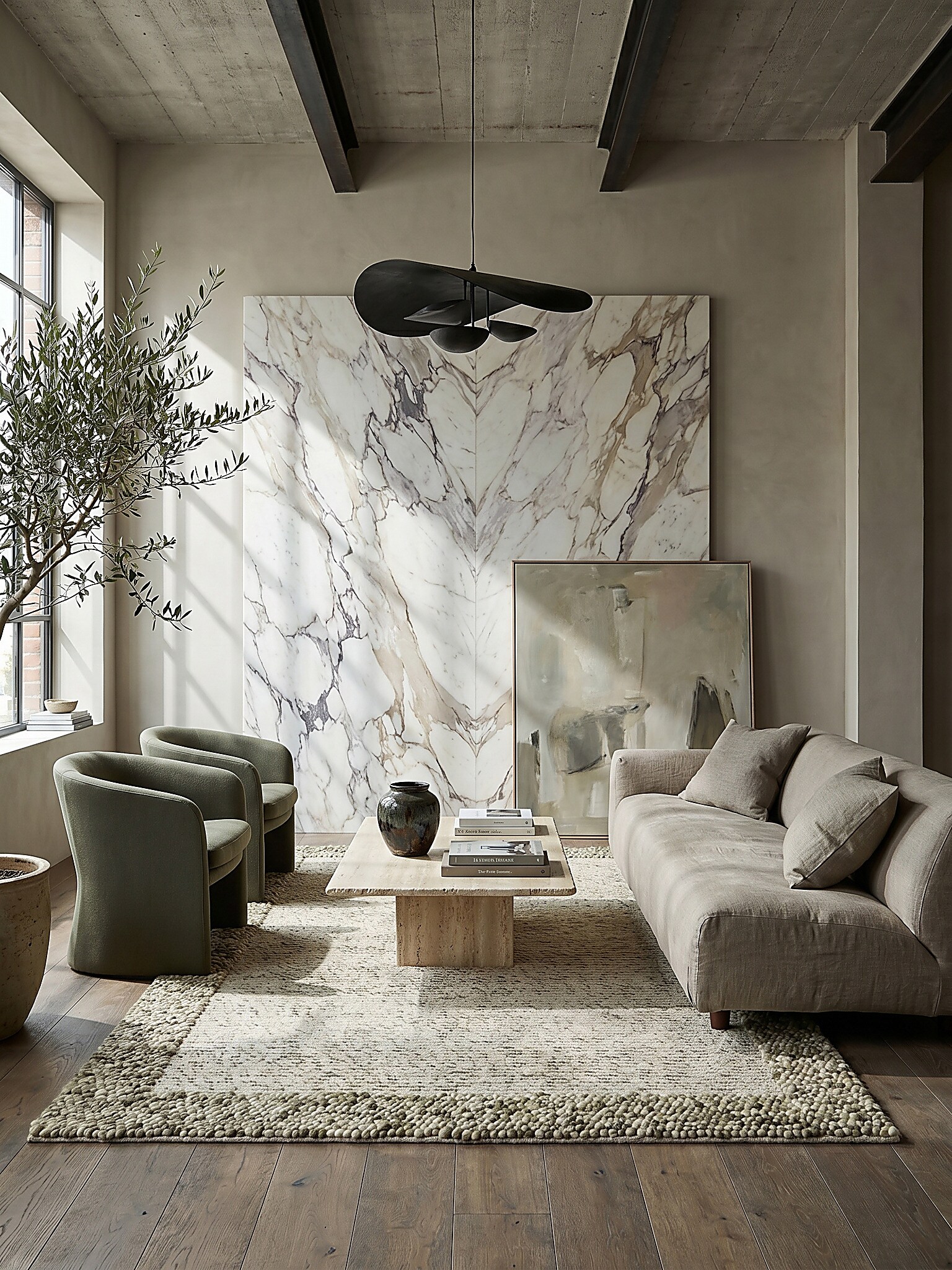 Wollteppich uni Gr&uuml;n-Natur 160 x 230 cm - MOAT | Kadima Design - Bild 1