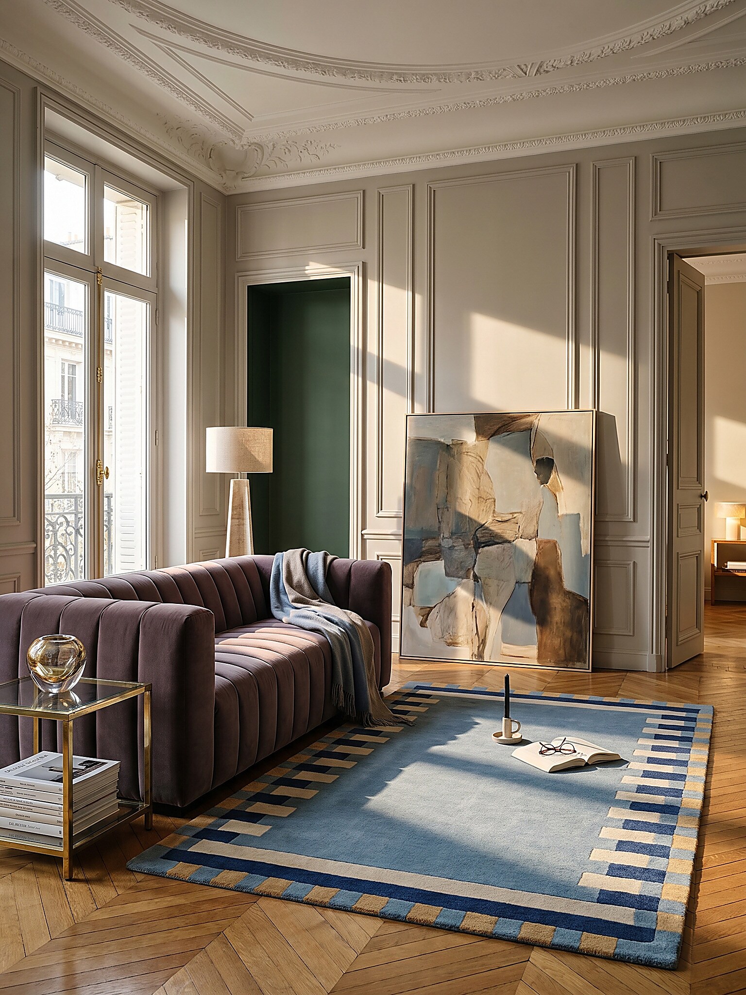 Wollteppich geometrisch Blau-Gelb 200 x 290 cm - WENSUM | Kadima - Bild 1
