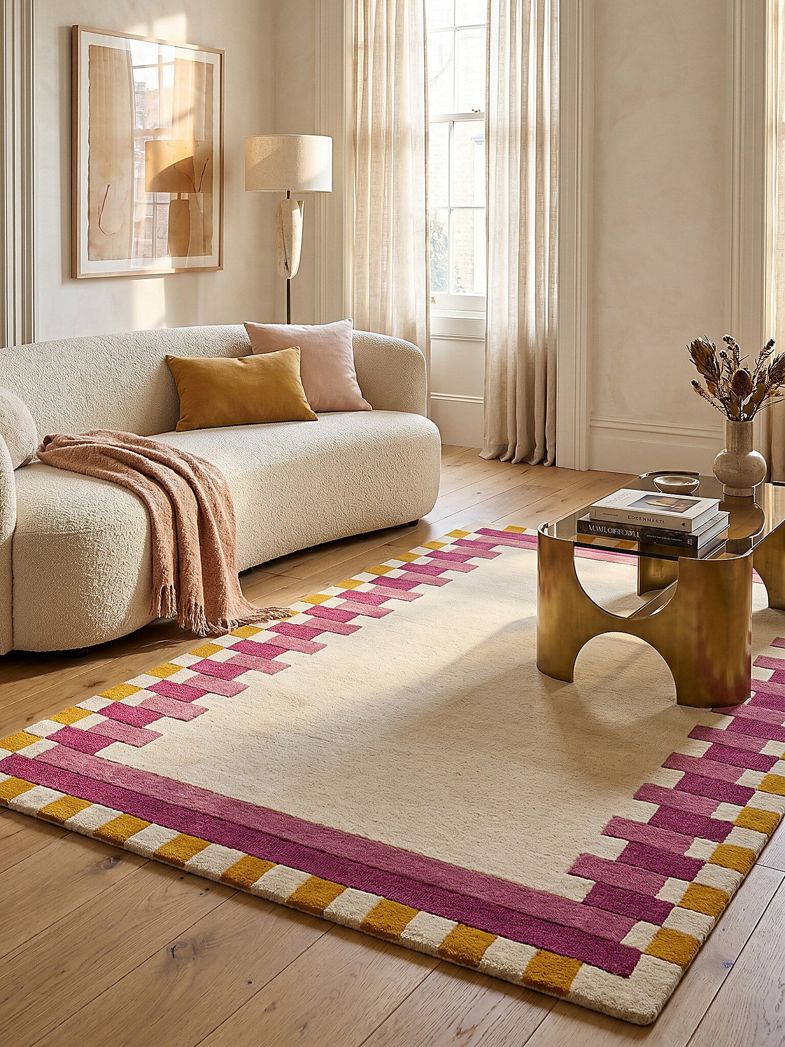 Wollteppich geometrisch Rosa-Gelb 200 x 290 cm - WENSUM | Kadima - Bild 1