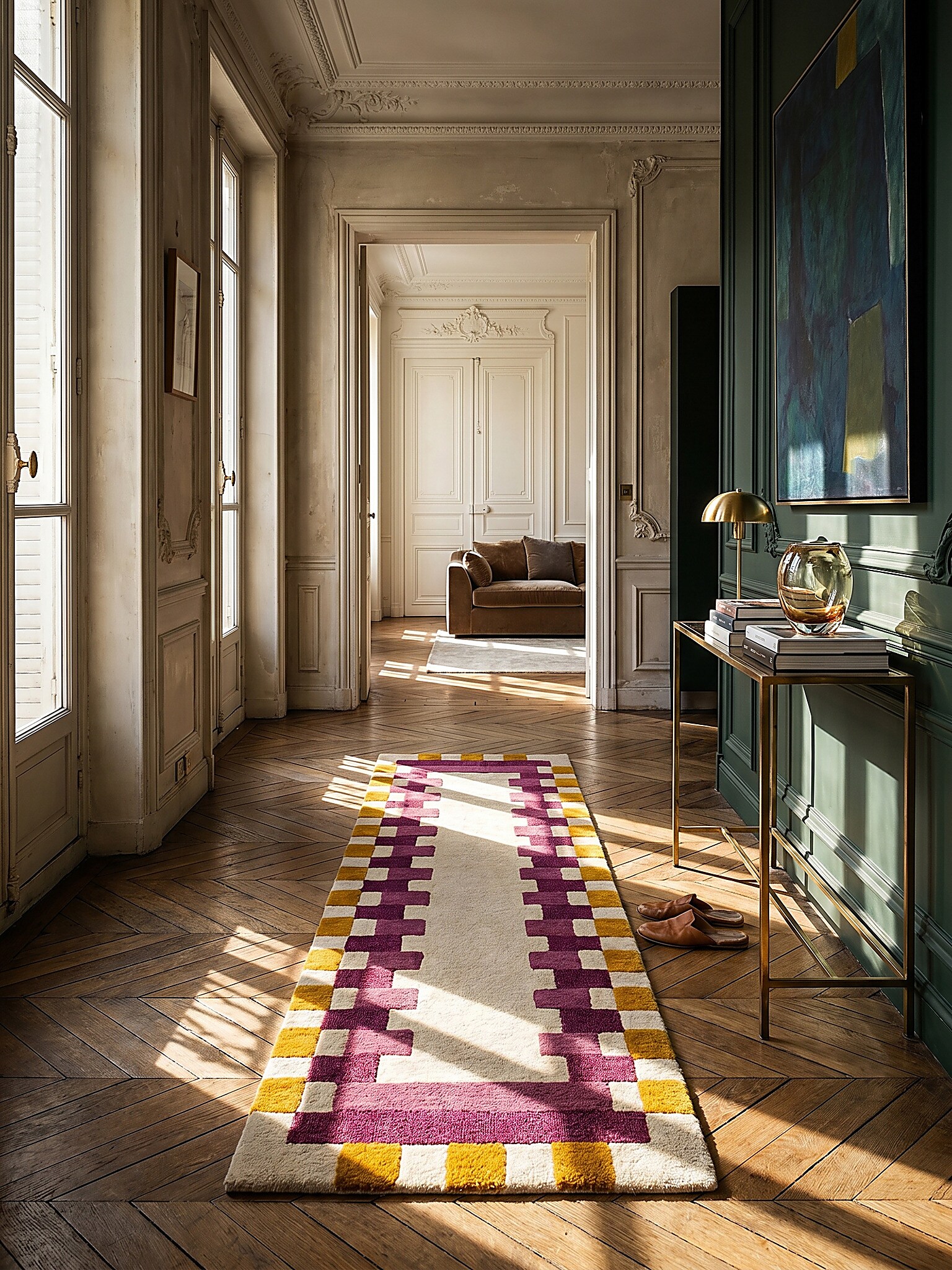 L&auml;ufer geometrisch Rosa-Gelb 60 x 230 cm - WENSUM | Kadima Design - Bild 1
