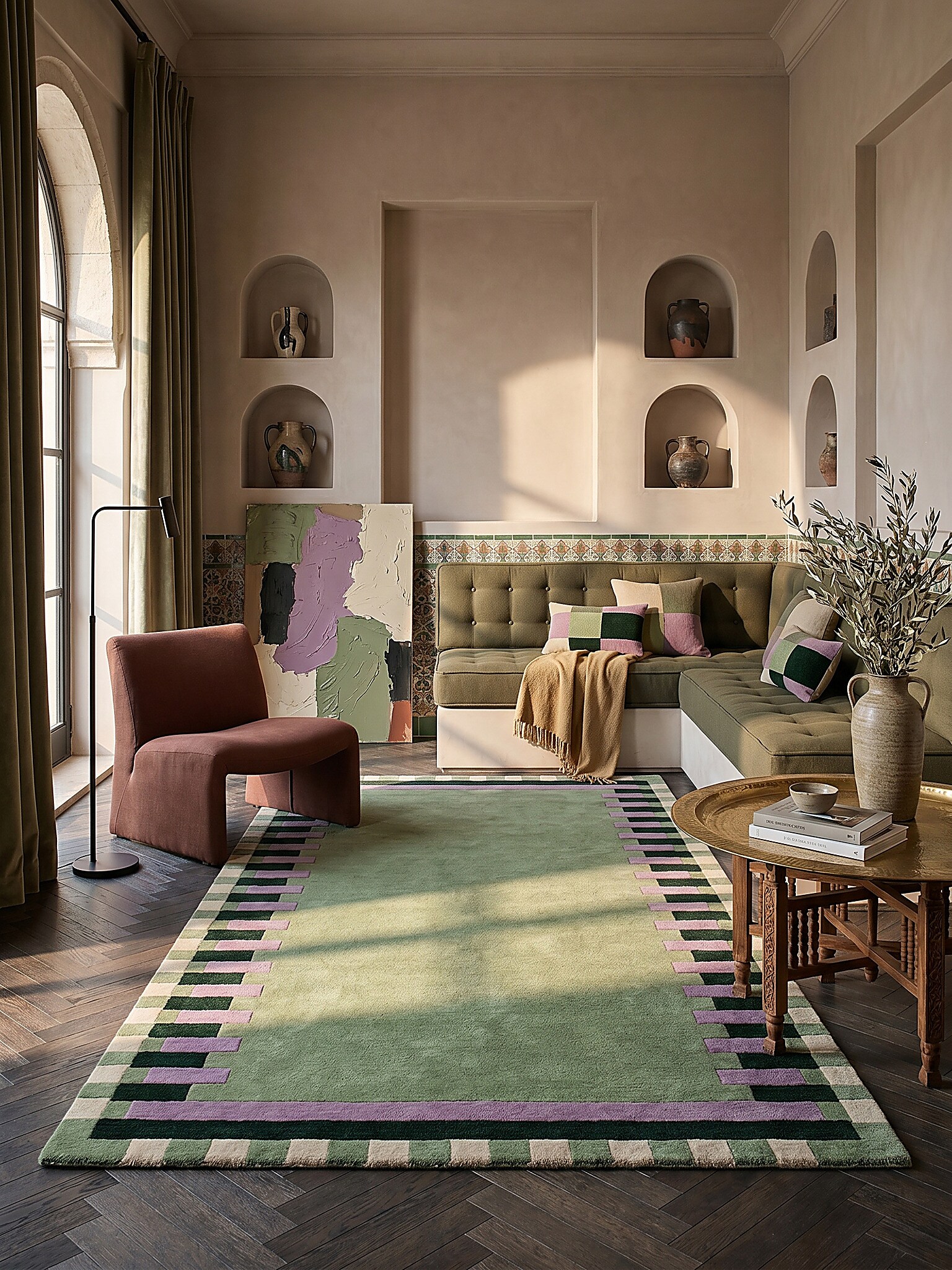 Wollteppich geometrisch Gr&uuml;n-Lila 160 x 230 cm - WENSUM | Kadima - Bild 1