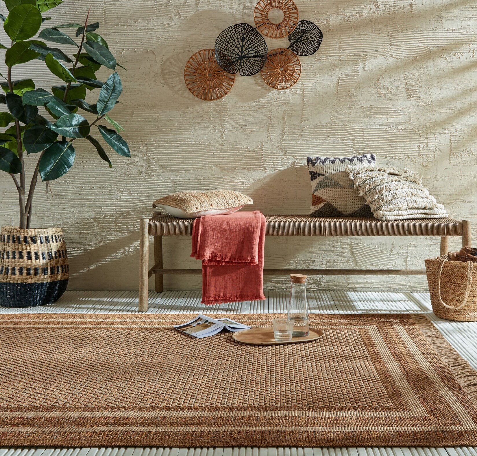Outdoor-Teppich gestreift Ocker 200 x 290 cm - CLYST Kadima Design