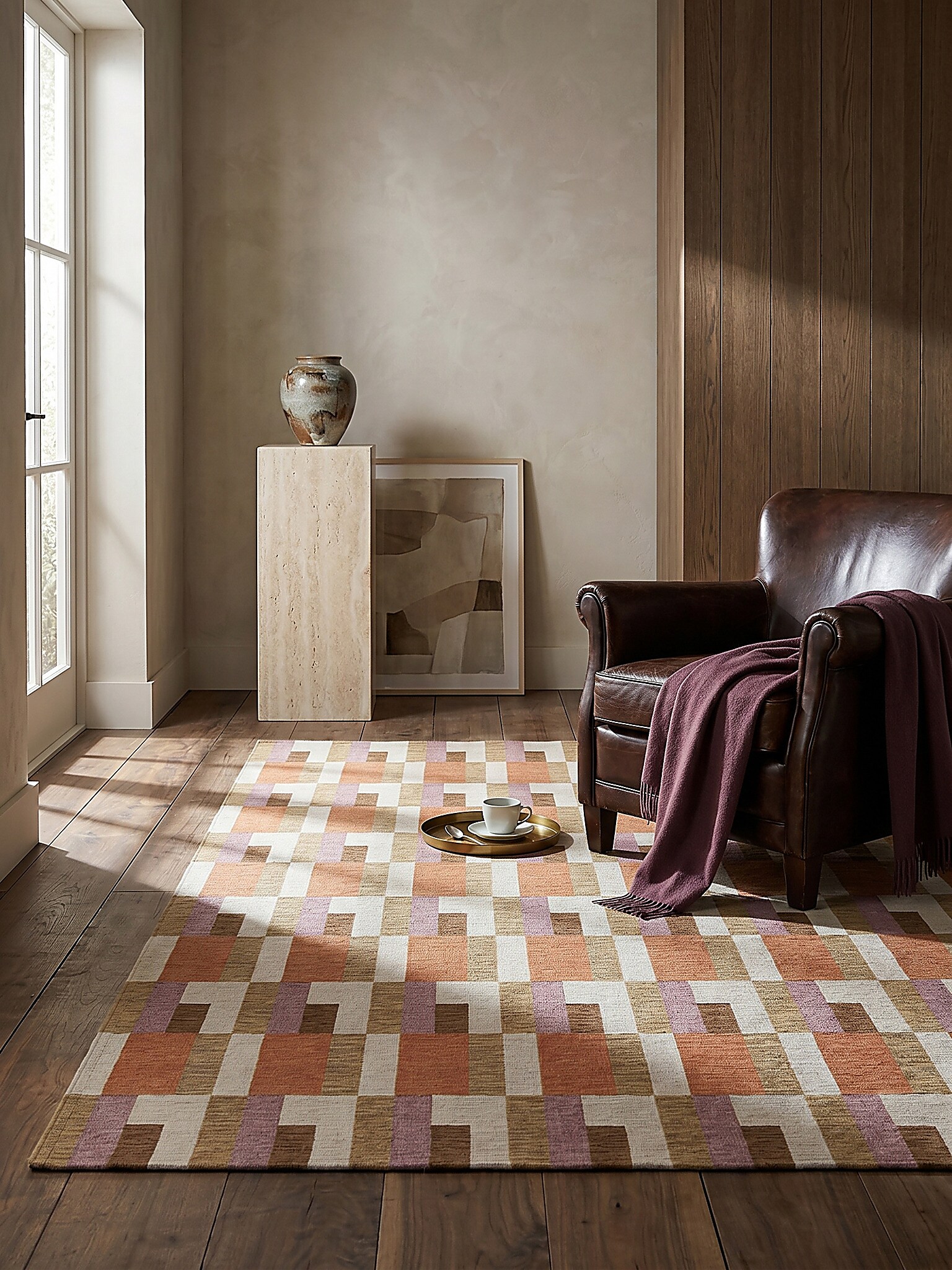 Teppich geometrisch Orange-Natur 120 x 170 cm - COQUET | Kadima Design - Bild 1