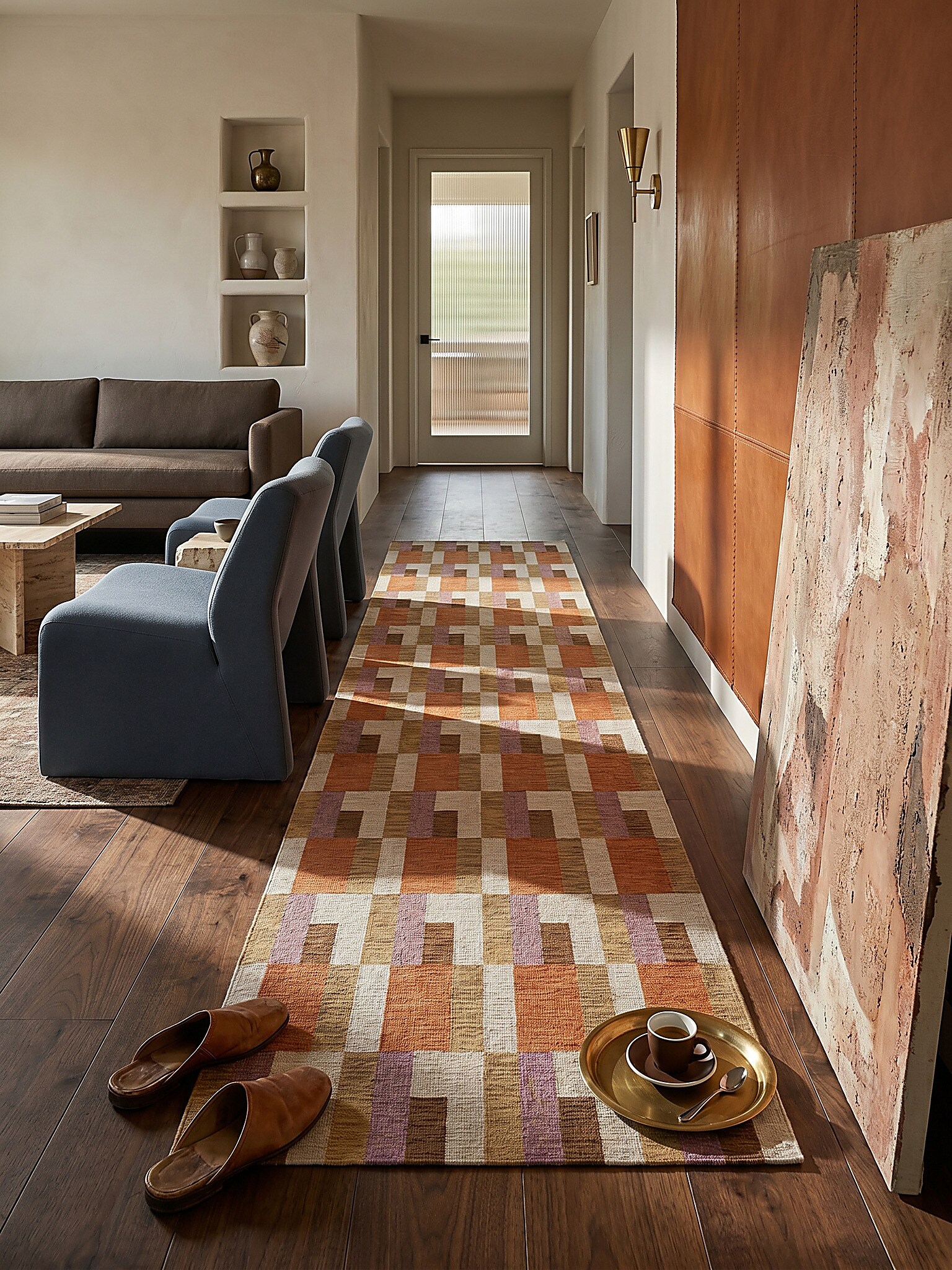 L&auml;ufer geometrisch Orange-Natur 60 x 230 cm - COQUET | Kadima Design - Bild 1