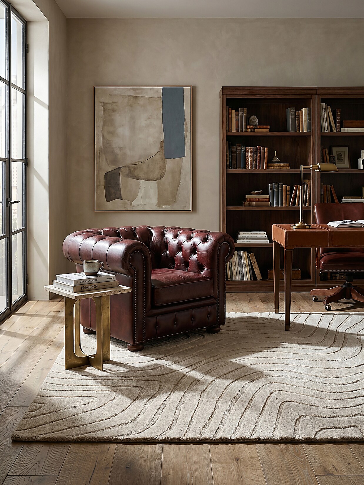 Wollteppich abstrakt Beige 160 x 230 cm - LEVEN Kadima Design