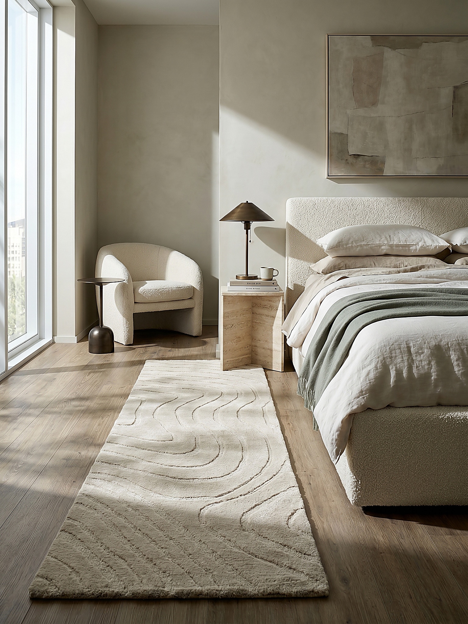 L&auml;ufer abstrakt Beige 60 x 230 cm - LEVEN | Kadima Design - Bild 1