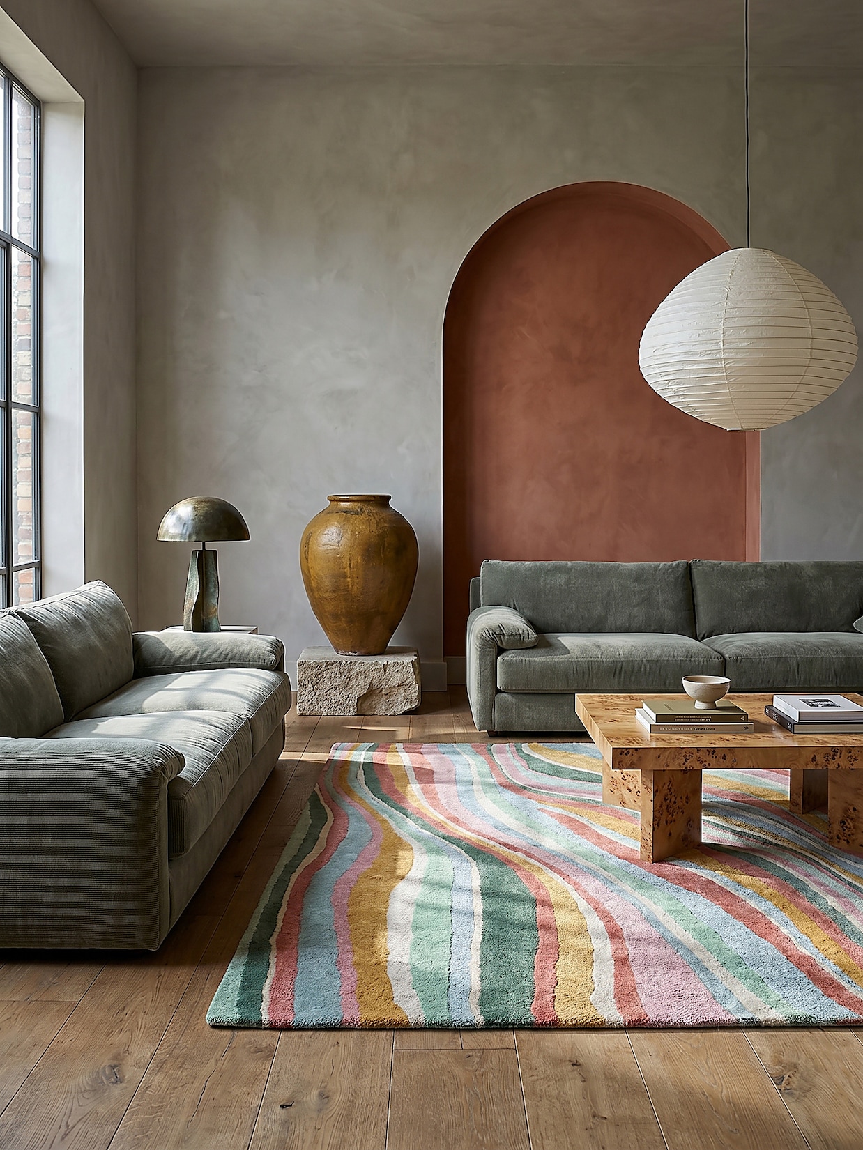 Wollteppich abstrakt Grün-Bunt 120 x 170 cm - DERWENT Kadima Design