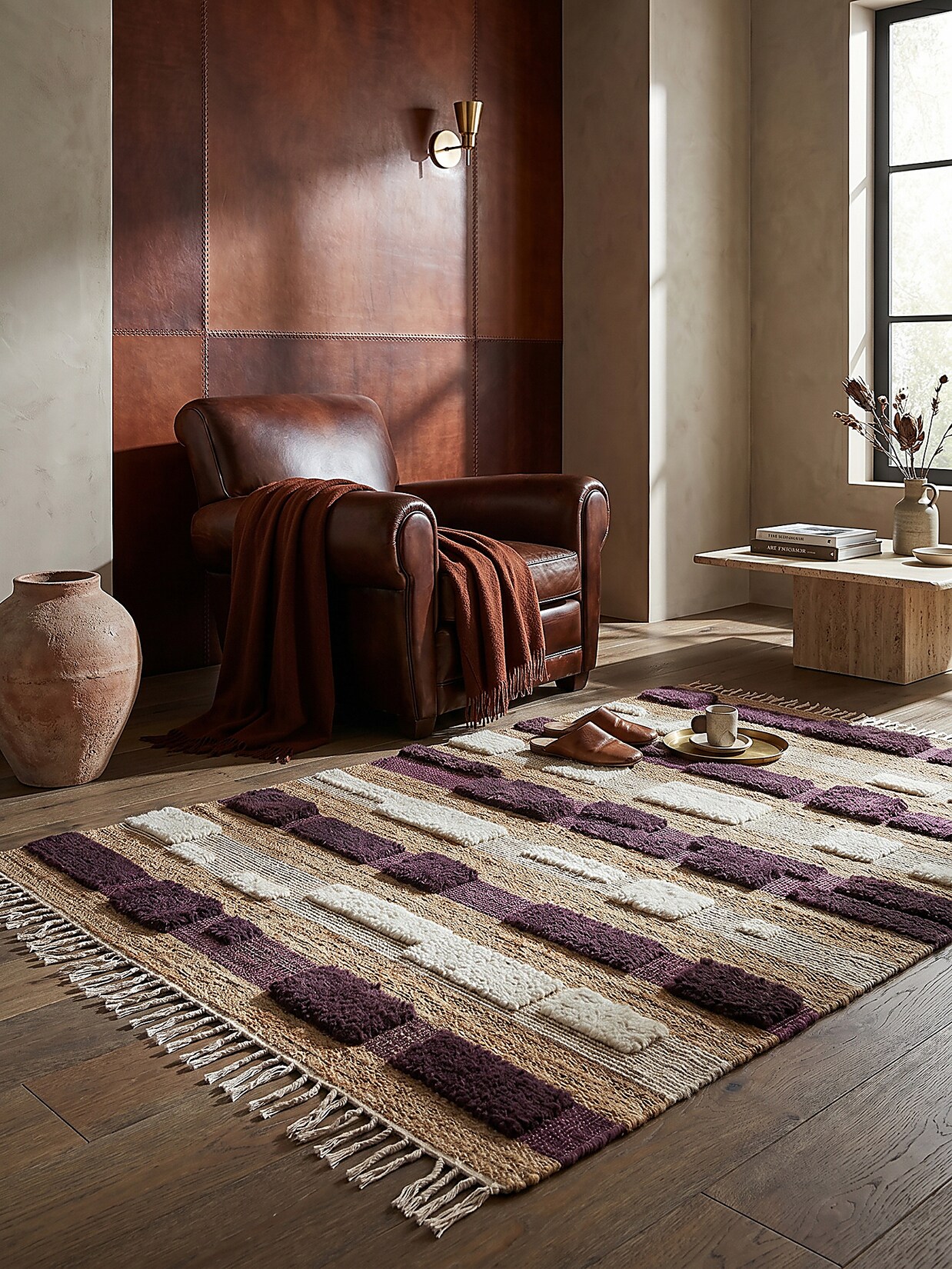 Teppich gestreift Natur-Lila 160 x 230 cm - WHARFE Kadima Design