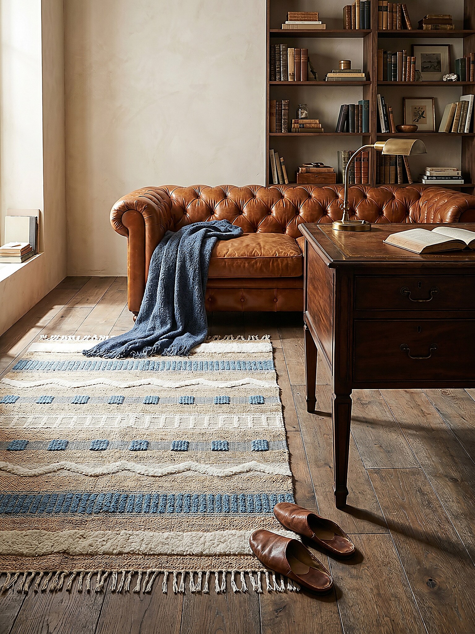 Teppich gestreift Natur-Blau 160 x 230 cm - WHARFE | Kadima Design - Bild 1