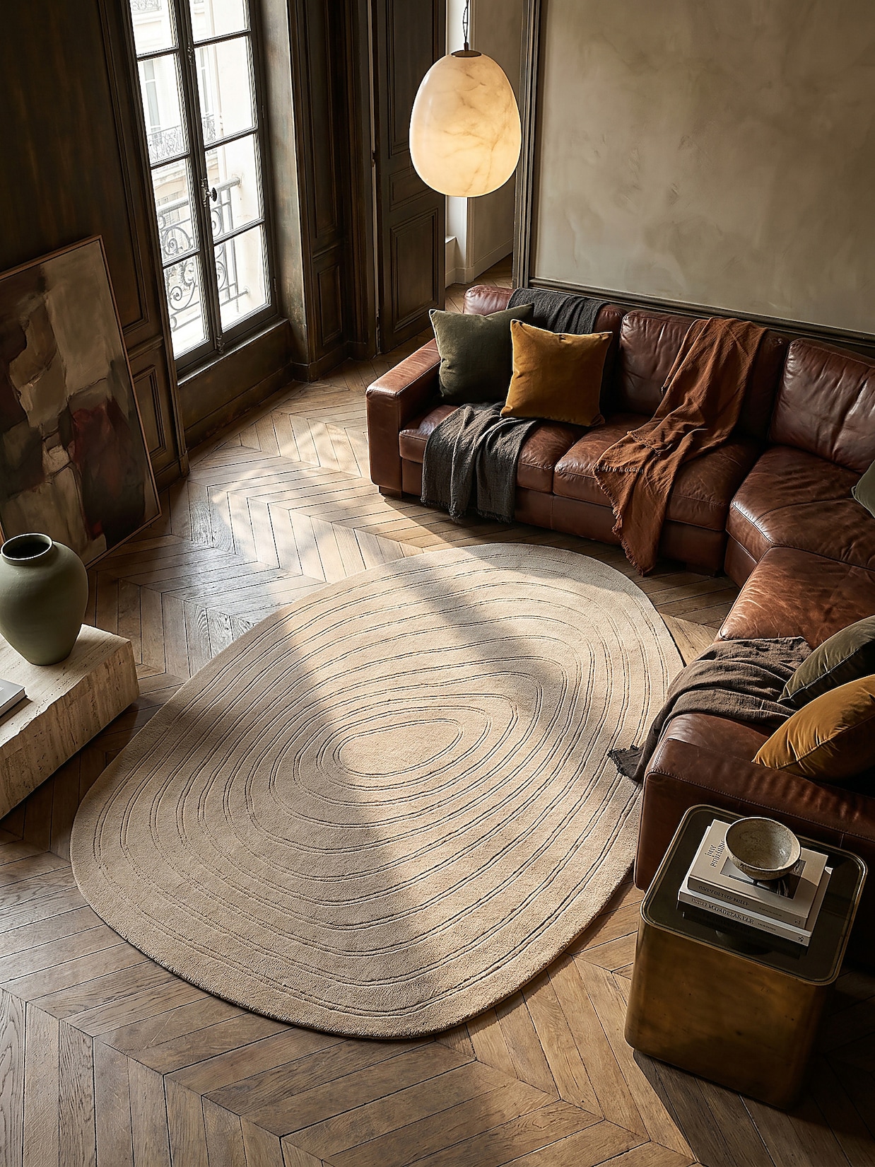 Wollteppich oval Beige 200 x 290 cm - PARRET Kadima Design