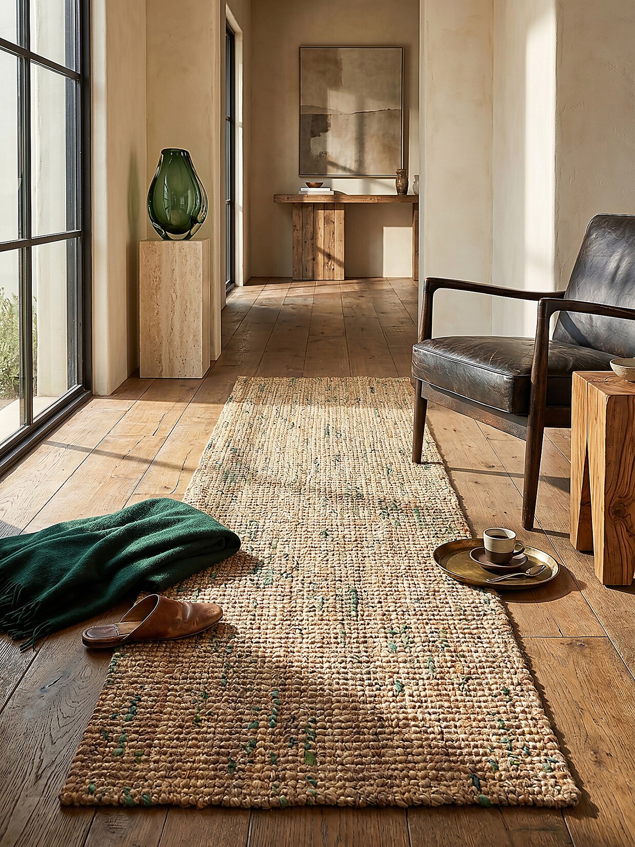 Läufer Boho Natur-Grün 60 x 230 cm - ERME Kadima Design