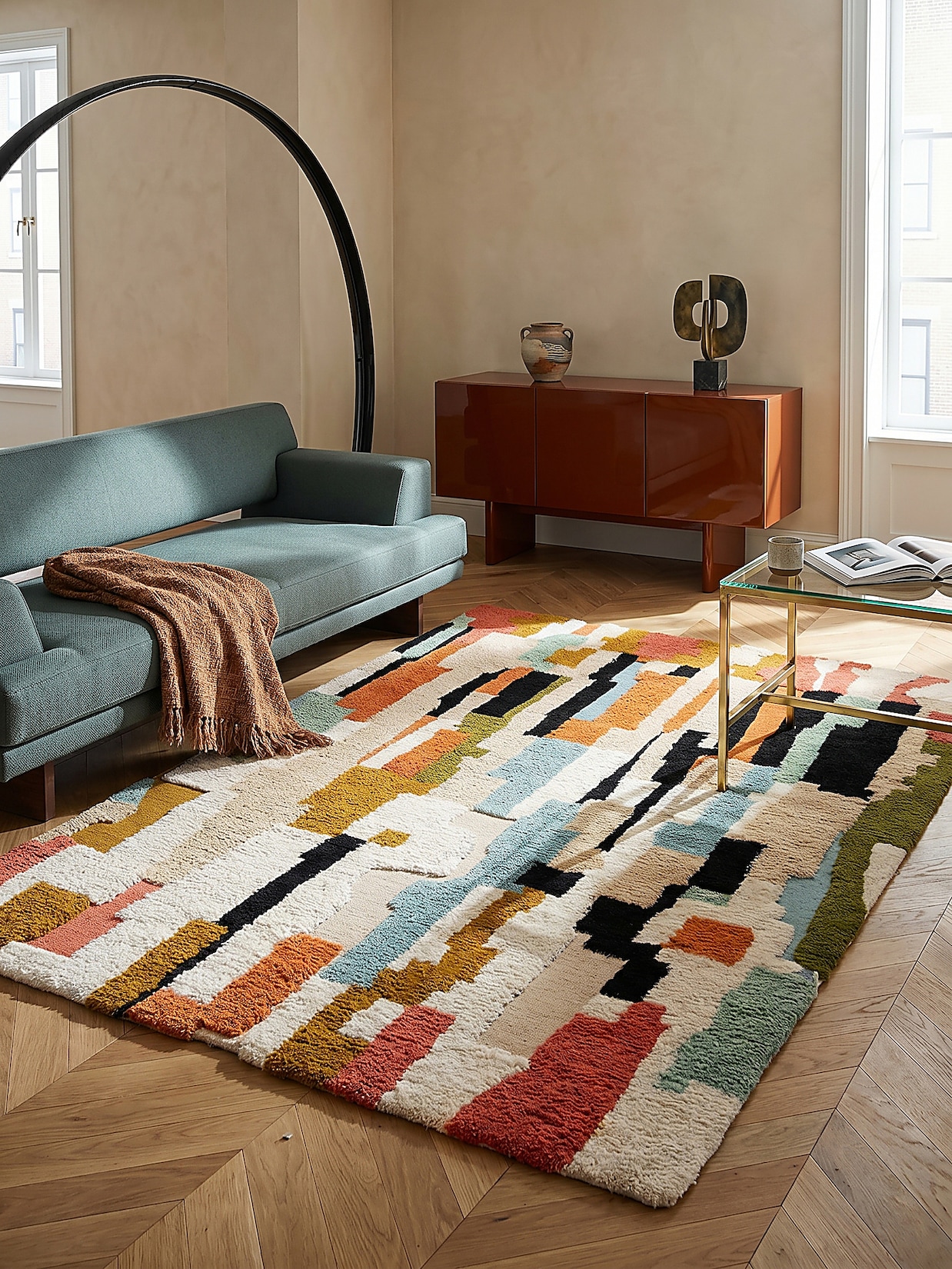 Wollteppich abstrakt Bunt 160 x 230 cm - BRUE Kadima Design