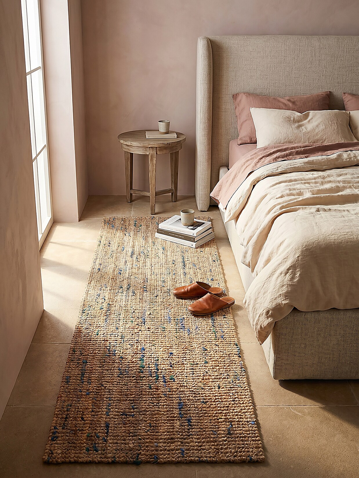 Läufer Boho Natur-Blau 60 x 300 cm - ERME Kadima Design