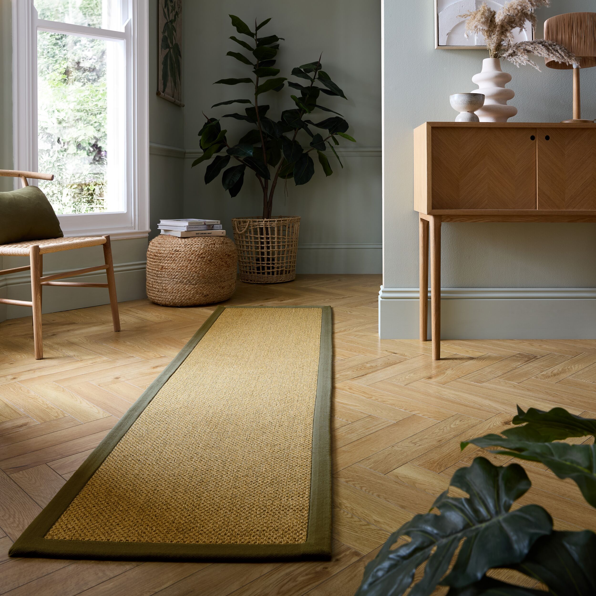 Outdoor-L&auml;ufer Bord&uuml;re Natur-Gr&uuml;n 60 x 230 cm - KEER | Kadima Design - Bild 1